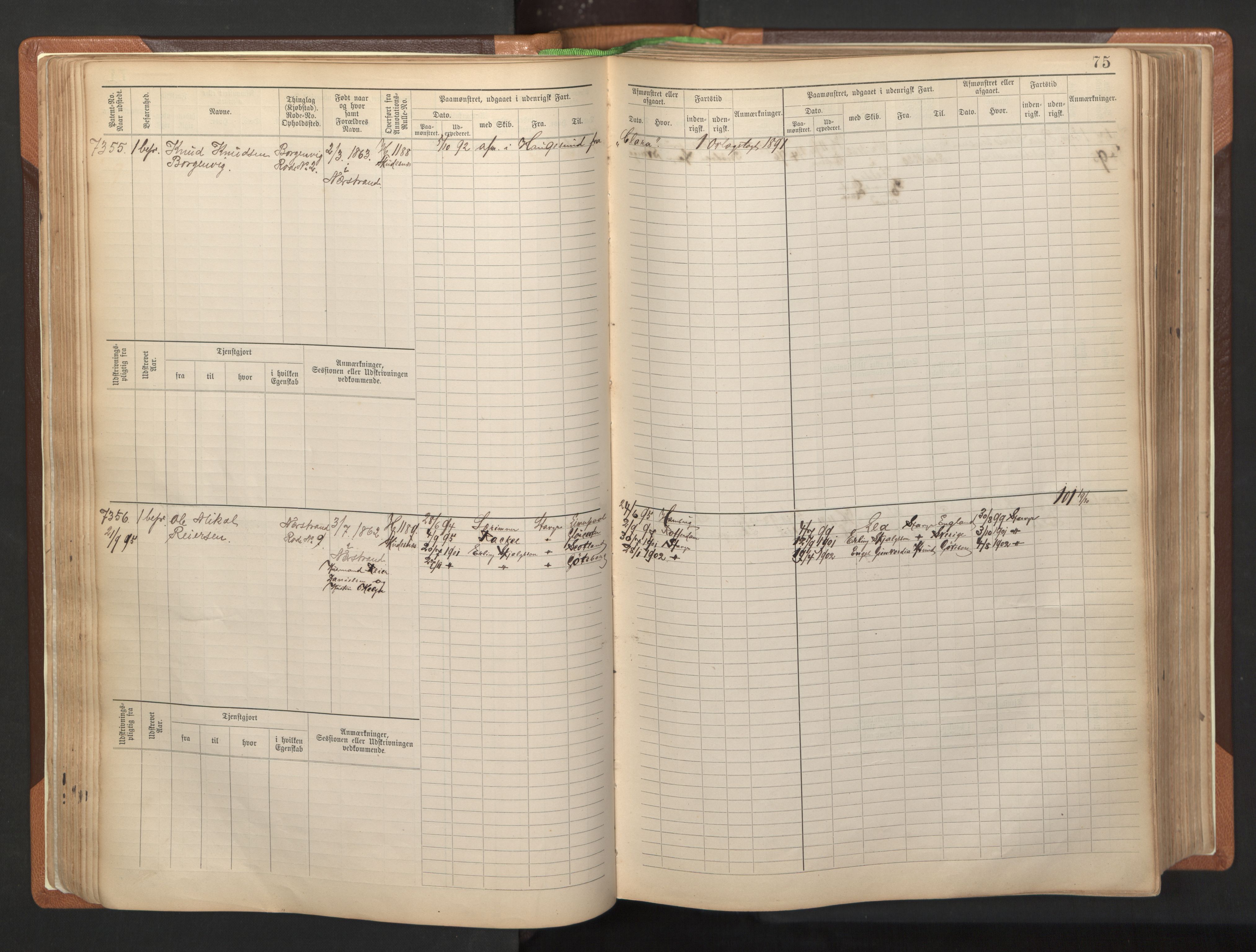 Stavanger sjømannskontor, AV/SAST-A-102006/F/Fb/Fbb/L0012: Sjøfartshovedrulle, patentnr. 7207-8158, 1894-1904, p. 78