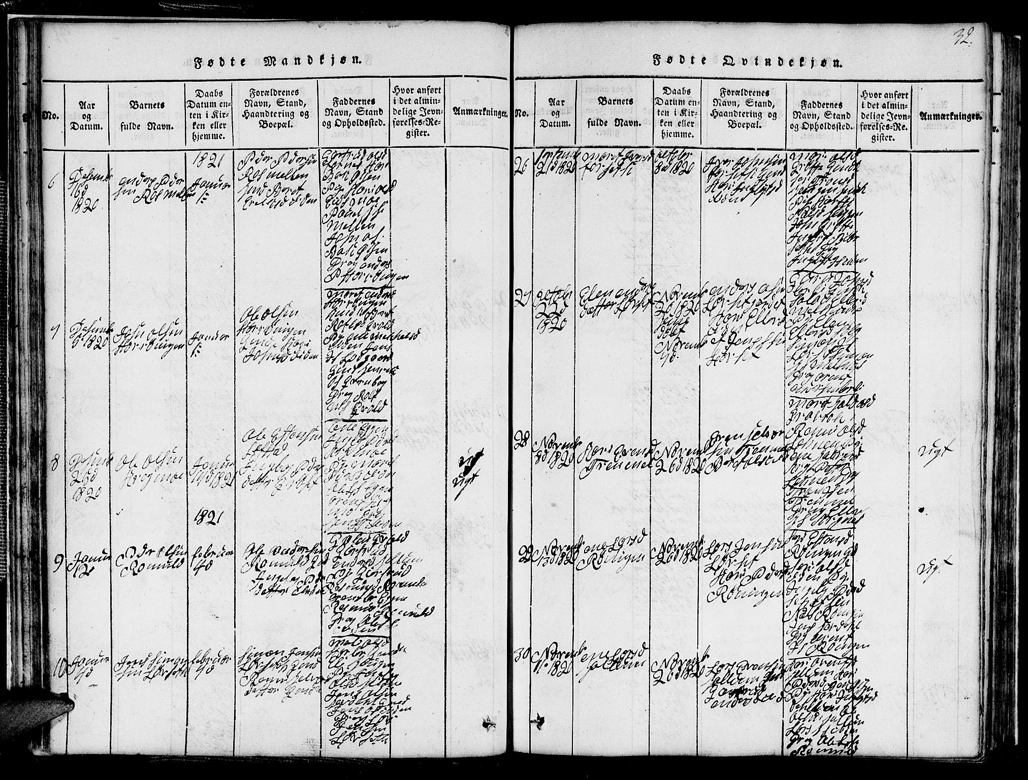 Ministerialprotokoller, klokkerbøker og fødselsregistre - Sør-Trøndelag, SAT/A-1456/691/L1092: Parish register (copy) no. 691C03, 1816-1852, p. 32