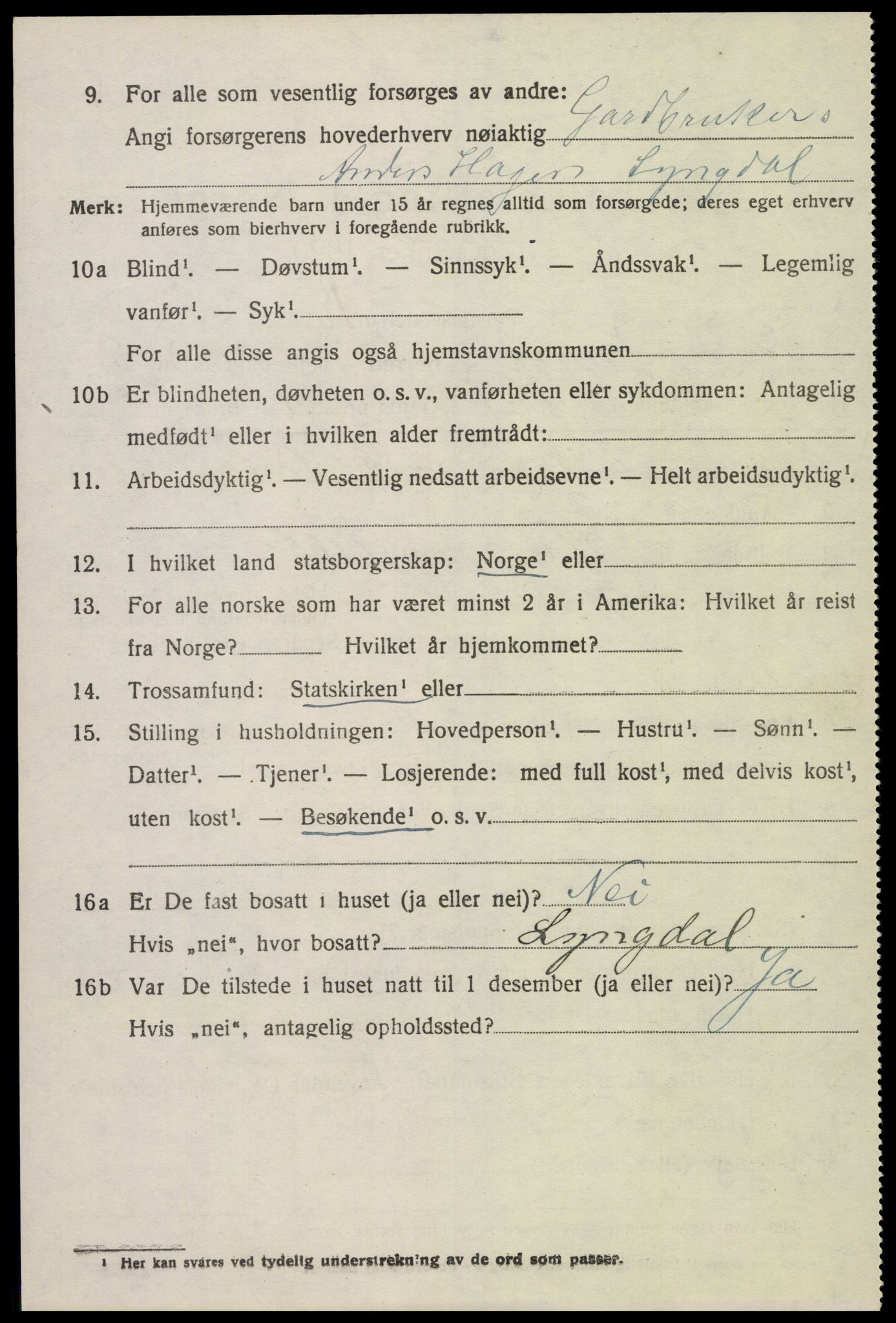 SAK, 1920 census for Sør-Audnedal, 1920, p. 3462