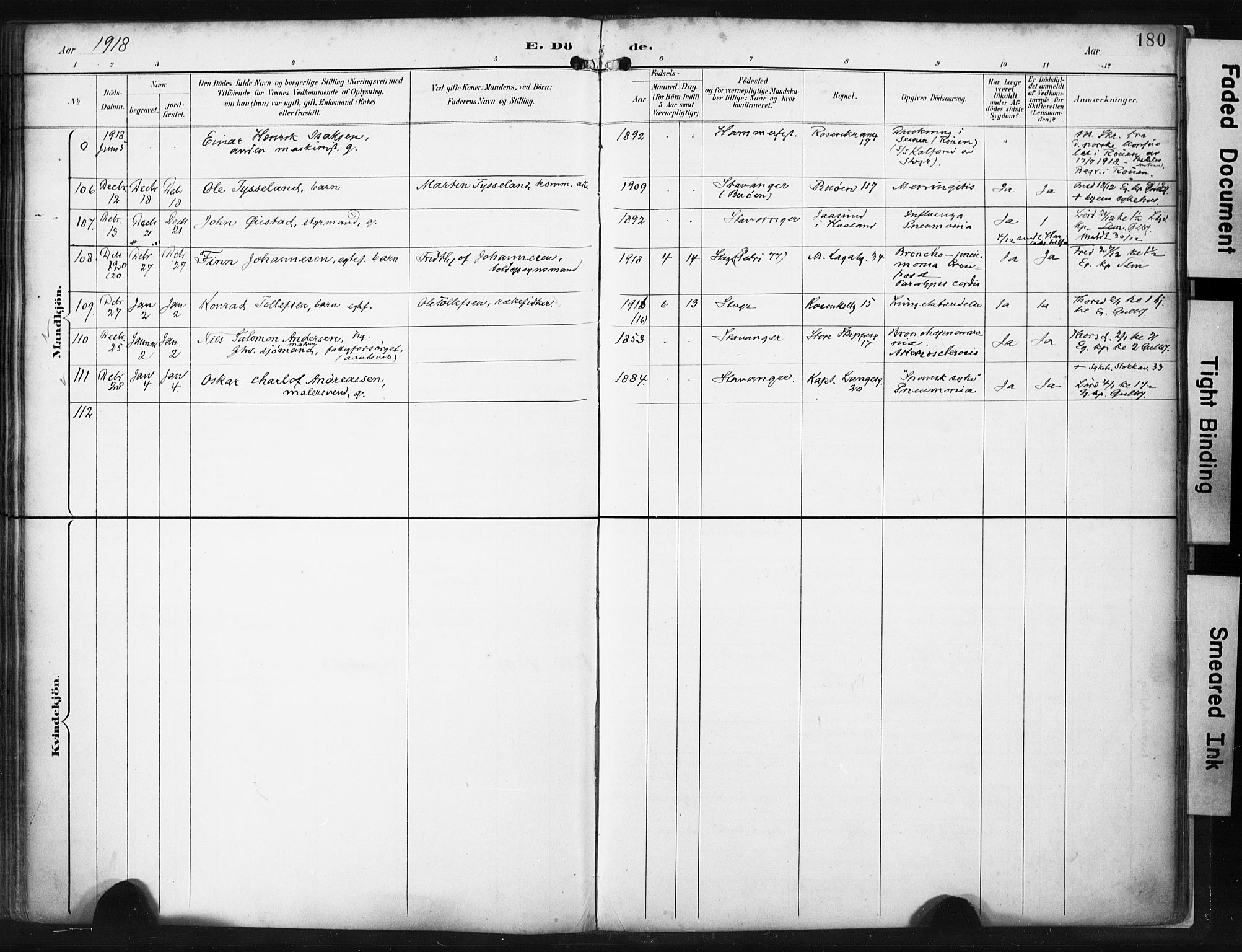 St. Petri sokneprestkontor, AV/SAST-A-101813/001/30/30BA/L0022: Parish register (official) no. A 22, 1895-1919, p. 180