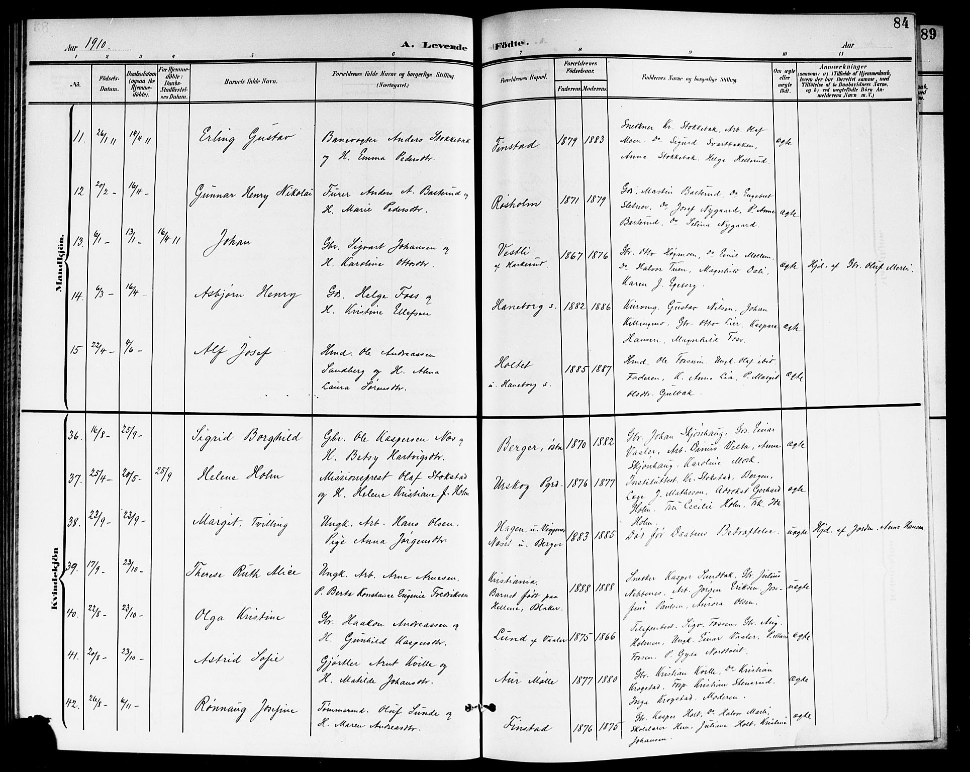 Aurskog prestekontor Kirkebøker, SAO/A-10304a/G/Ga/L0004: Parish register (copy) no. I 4, 1901-1921, p. 84