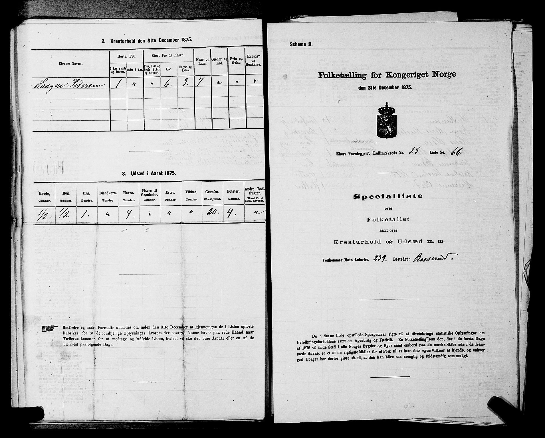 SAKO, 1875 census for 0624P Eiker, 1875, p. 4954