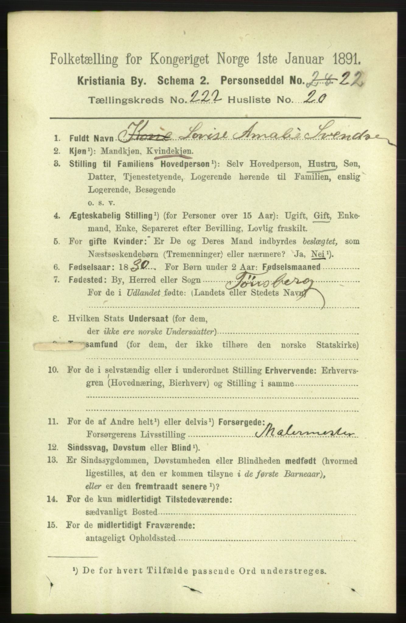 RA, 1891 census for 0301 Kristiania, 1891, p. 133936