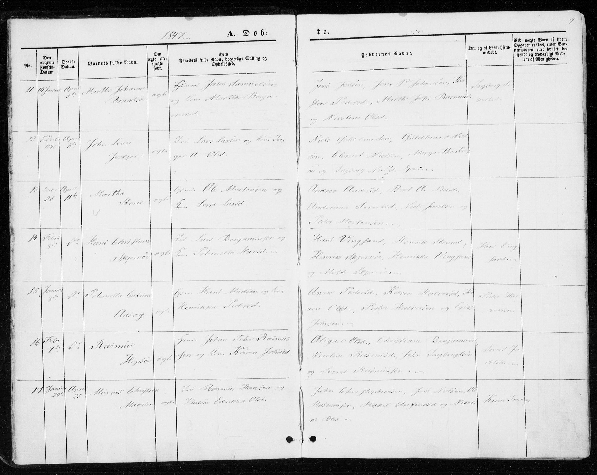 Ministerialprotokoller, klokkerbøker og fødselsregistre - Sør-Trøndelag, SAT/A-1456/657/L0704: Parish register (official) no. 657A05, 1846-1857, p. 7