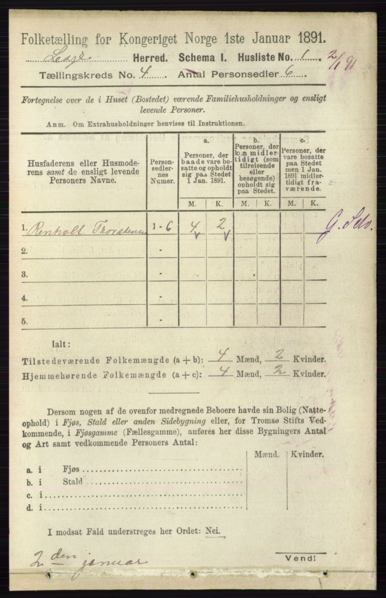 RA, 1891 census for 0512 Lesja, 1891, p. 1004