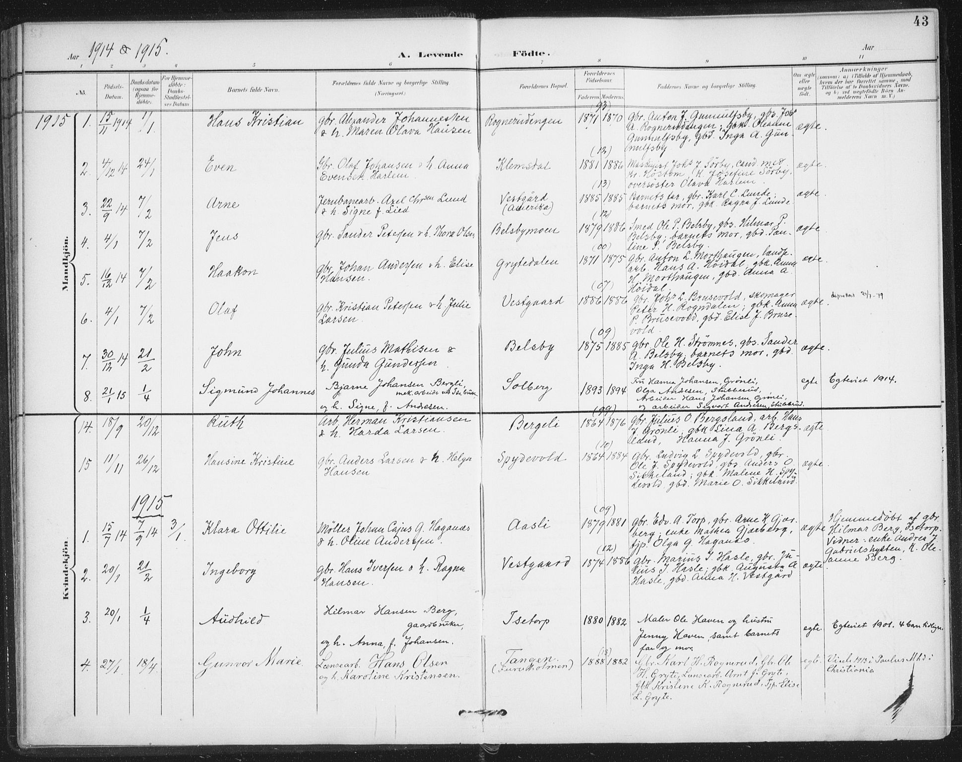 Varteig prestekontor Kirkebøker, SAO/A-10447a/F/Fa/L0003: Parish register (official) no. 3, 1899-1919, p. 43
