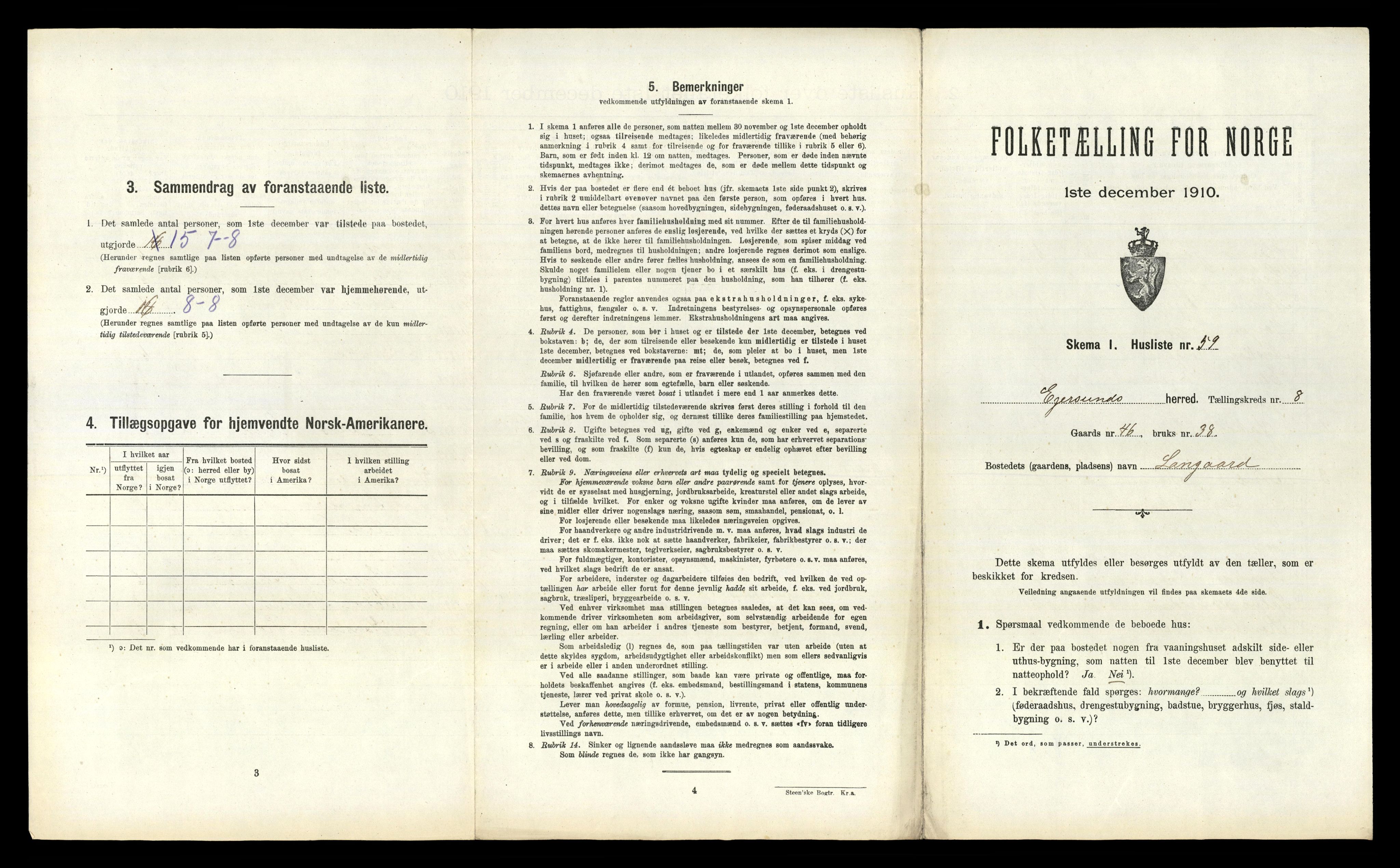 RA, 1910 census for Eigersund, 1910, p. 772