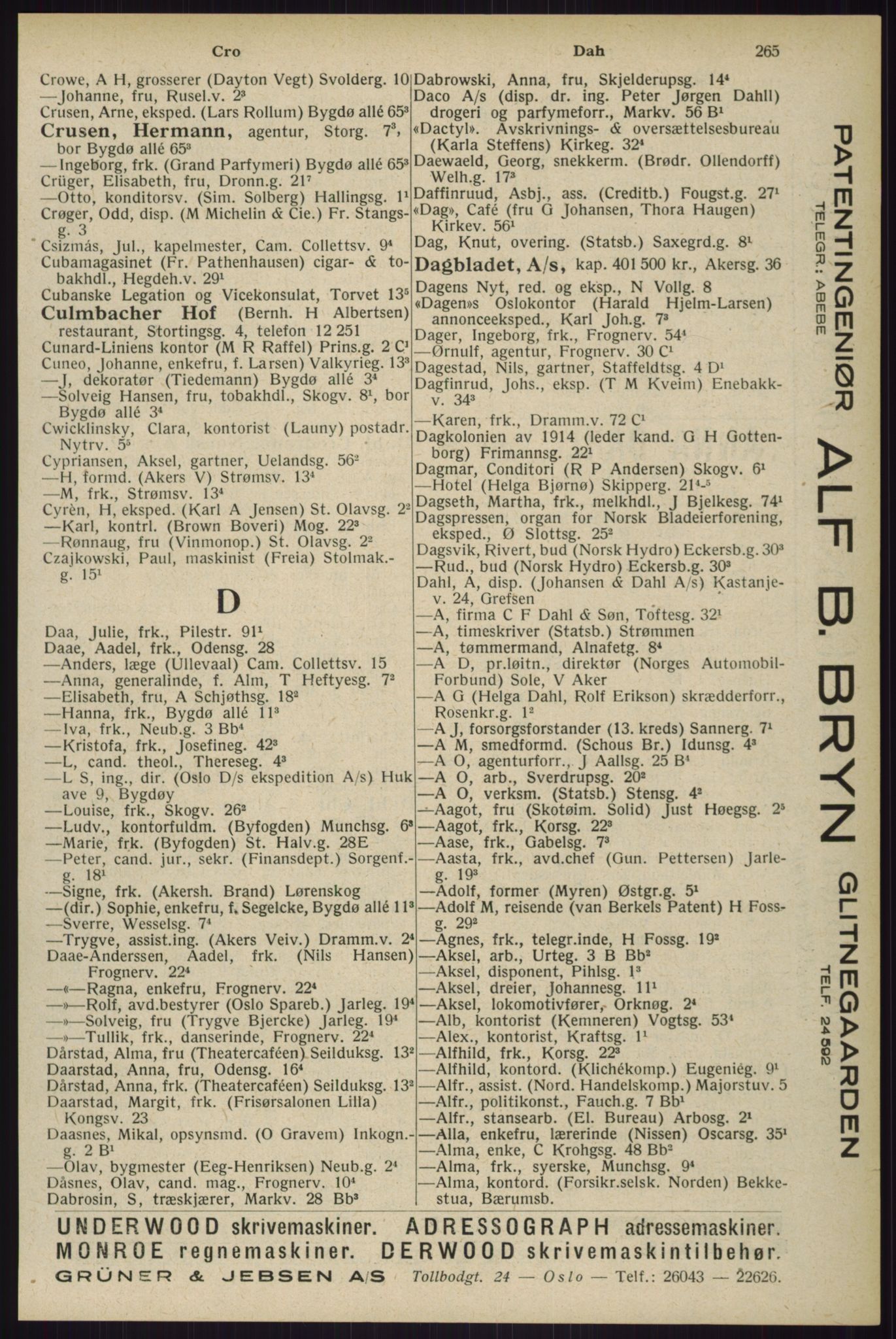 Kristiania/Oslo adressebok, PUBL/-, 1929, p. 265