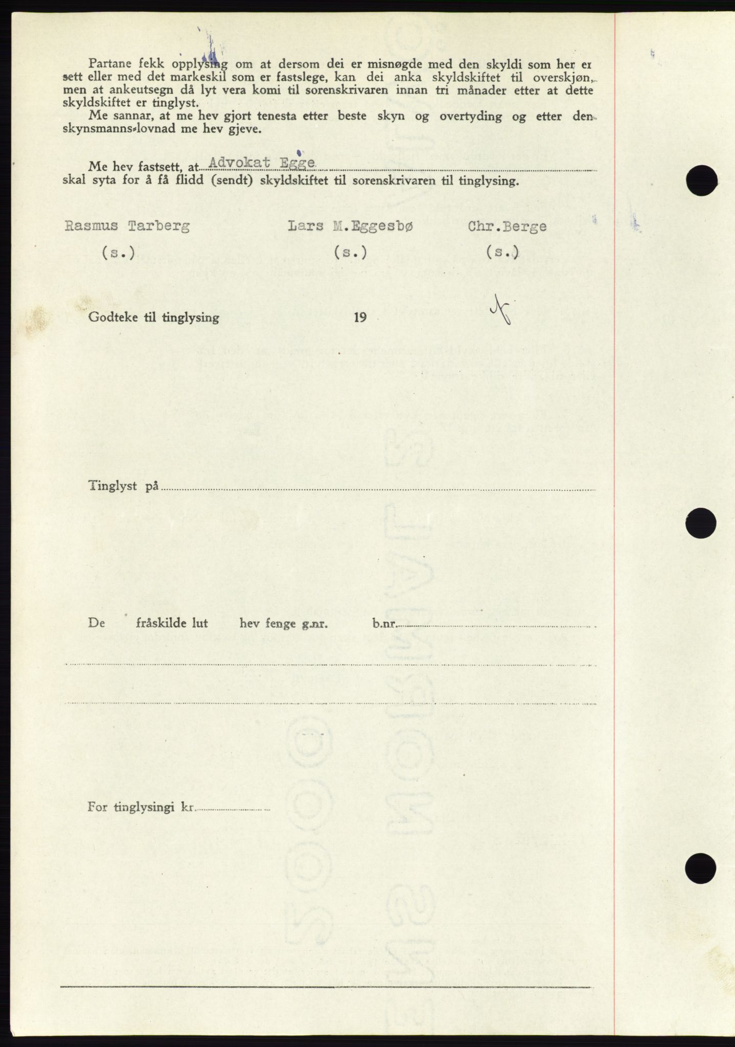 Søre Sunnmøre sorenskriveri, AV/SAT-A-4122/1/2/2C/L0081: Mortgage book no. 7A, 1947-1948, Diary no: : 1101/1947