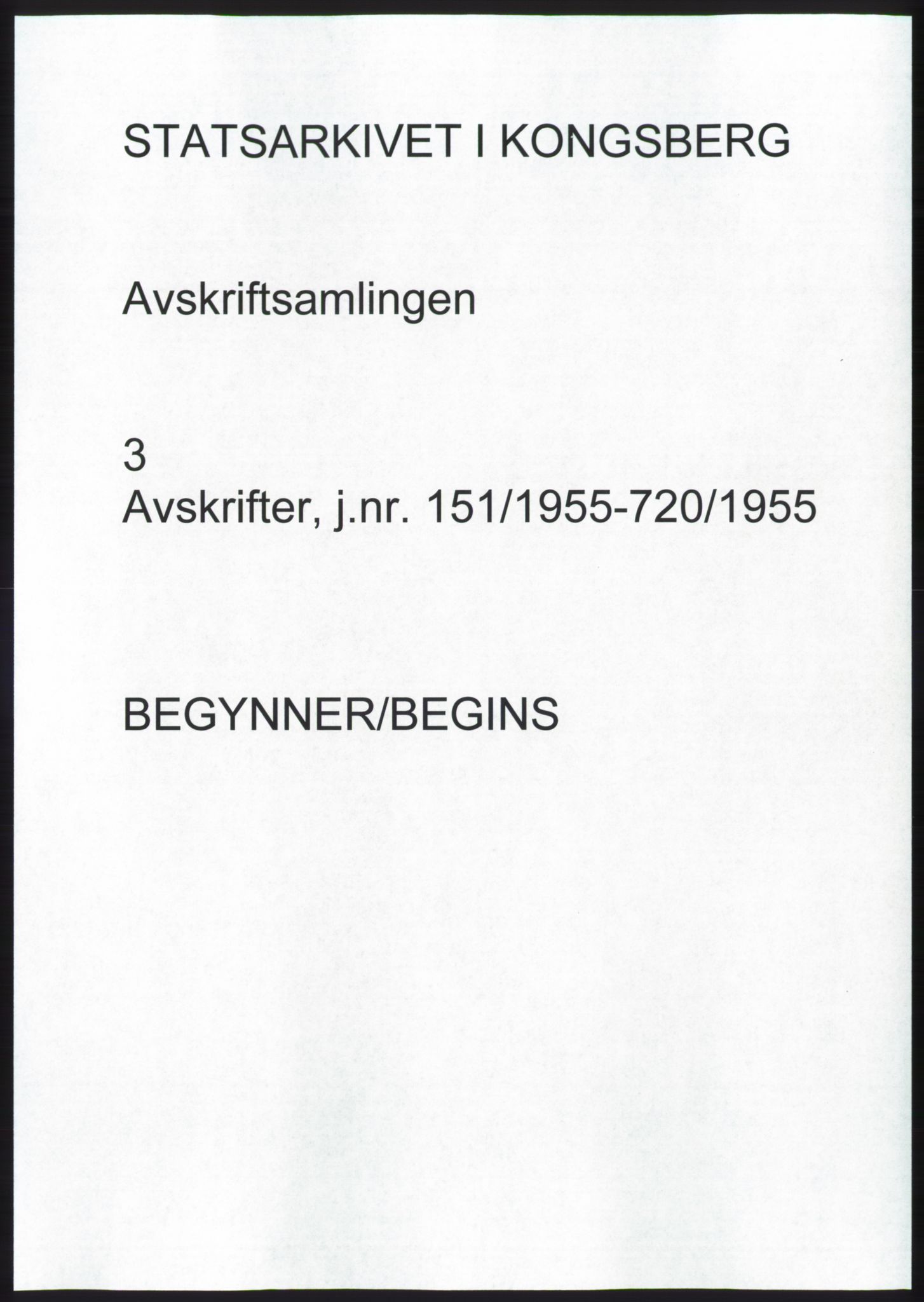 Statsarkivet i Kongsberg, SAKO/A-0001, 1955, p. 1