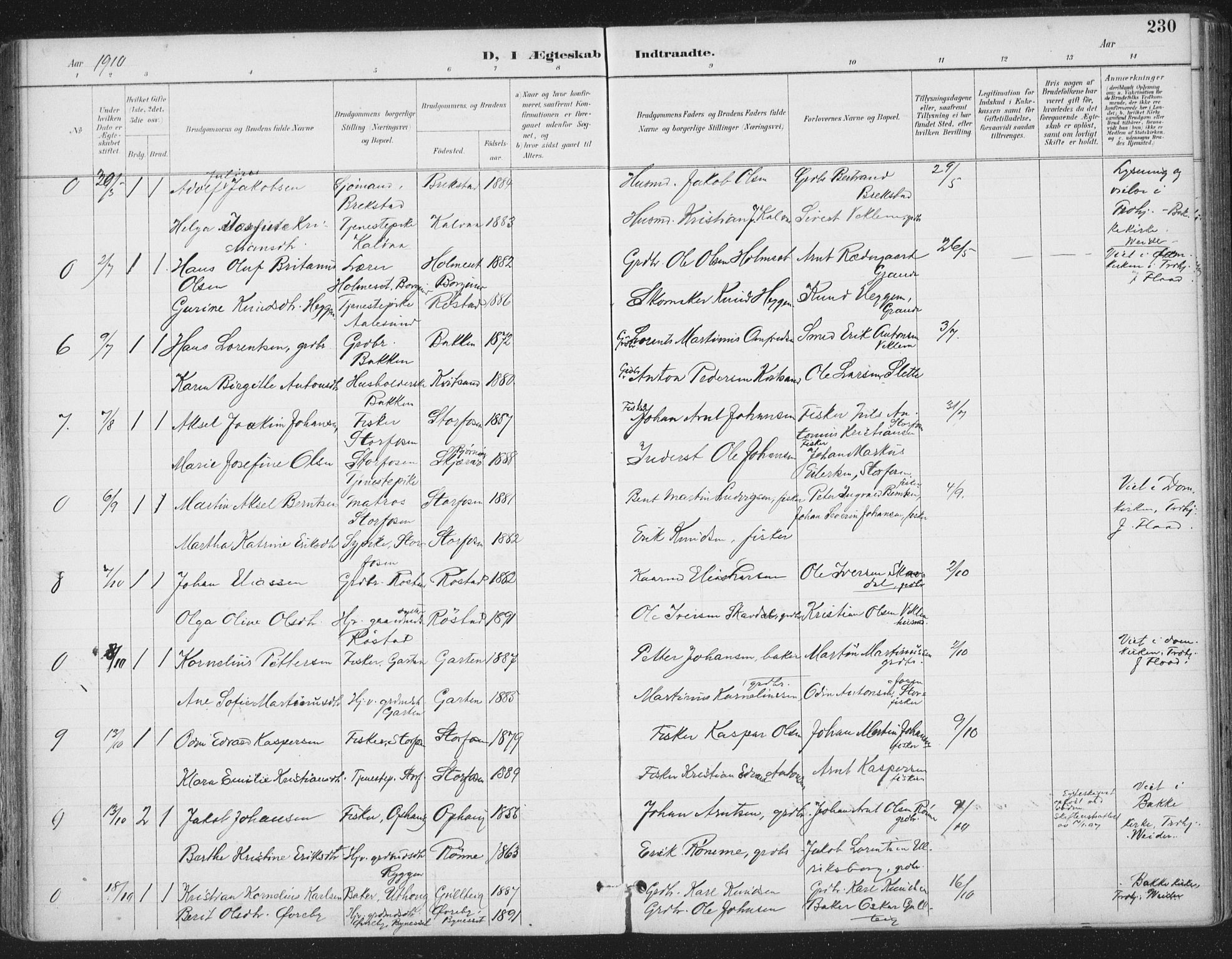 Ministerialprotokoller, klokkerbøker og fødselsregistre - Sør-Trøndelag, SAT/A-1456/659/L0743: Parish register (official) no. 659A13, 1893-1910, p. 230