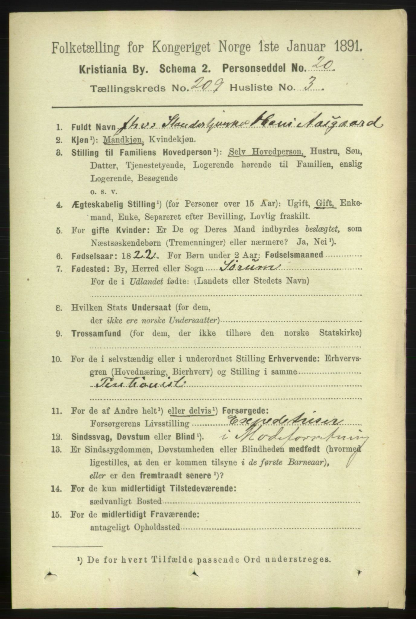 RA, 1891 census for 0301 Kristiania, 1891, p. 125122