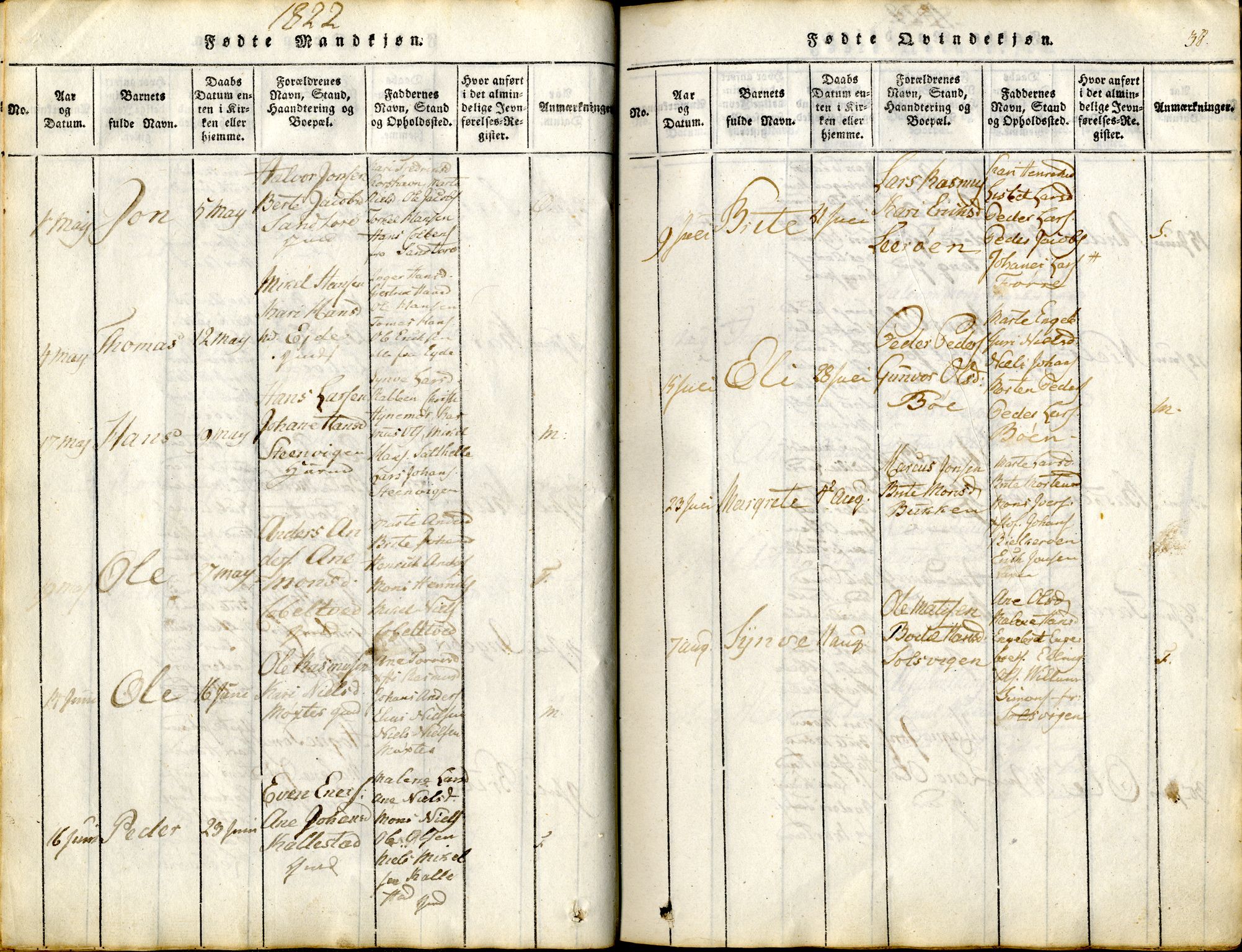 Sund sokneprestembete, SAB/A-99930: Parish register (official) no. A 11, 1814-1825, p. 38