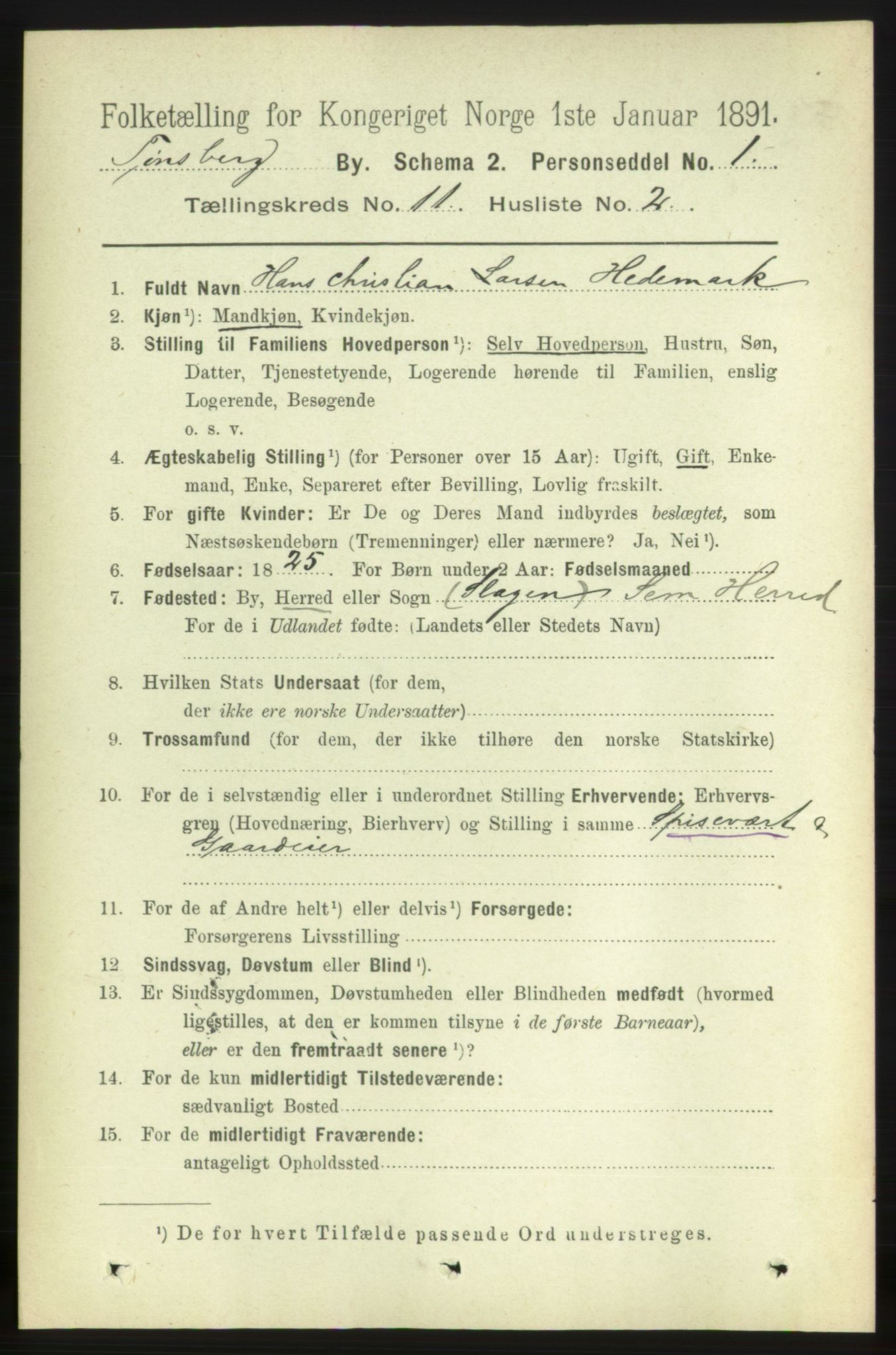 RA, 1891 census for 0705 Tønsberg, 1891, p. 3856