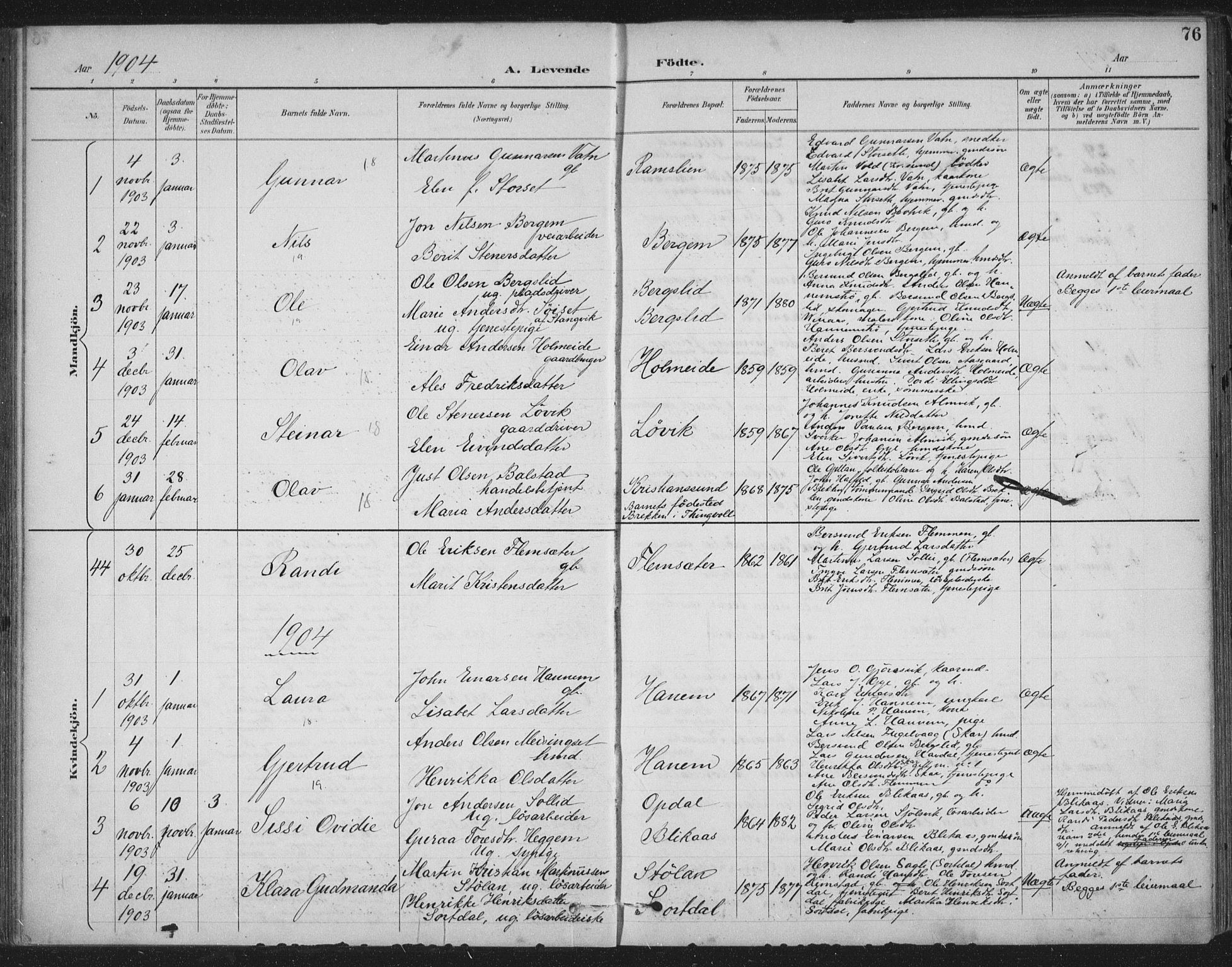 Ministerialprotokoller, klokkerbøker og fødselsregistre - Møre og Romsdal, AV/SAT-A-1454/586/L0988: Parish register (official) no. 586A14, 1893-1905, p. 76