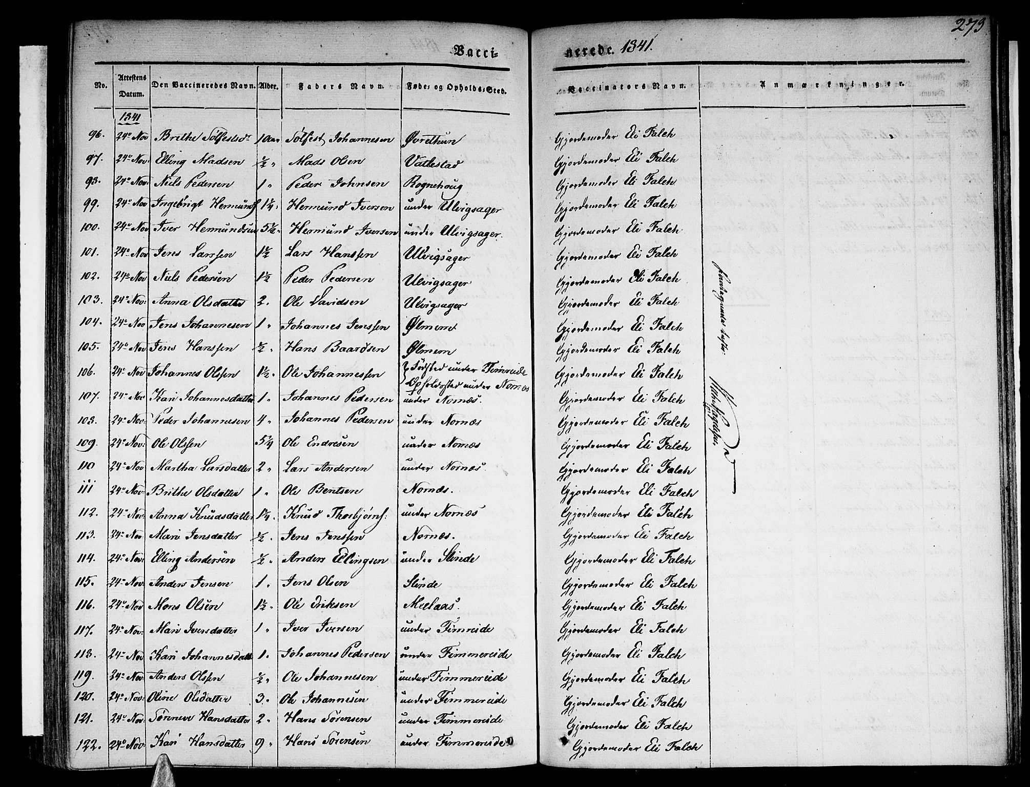 Sogndal sokneprestembete, AV/SAB-A-81301/H/Haa/Haaa/L0011: Parish register (official) no. A 11, 1839-1847, p. 273