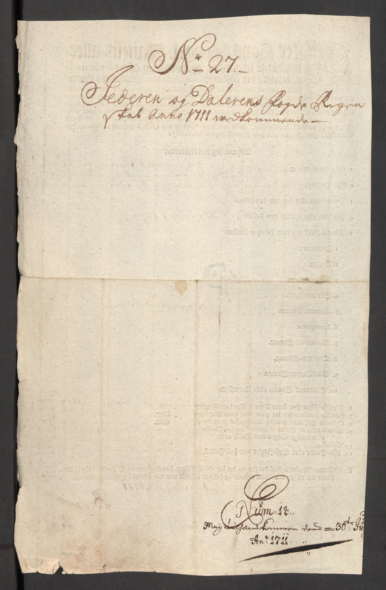 Rentekammeret inntil 1814, Reviderte regnskaper, Fogderegnskap, AV/RA-EA-4092/R46/L2735: Fogderegnskap Jæren og Dalane, 1711, p. 371