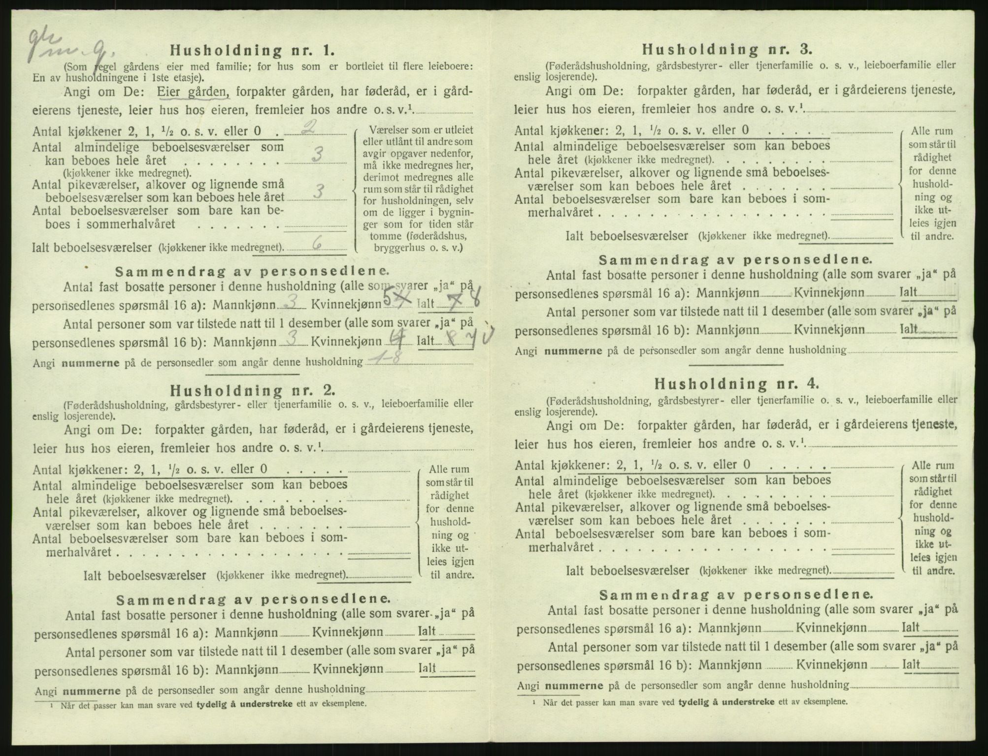 SAK, 1920 census for Vigmostad, 1920, p. 36