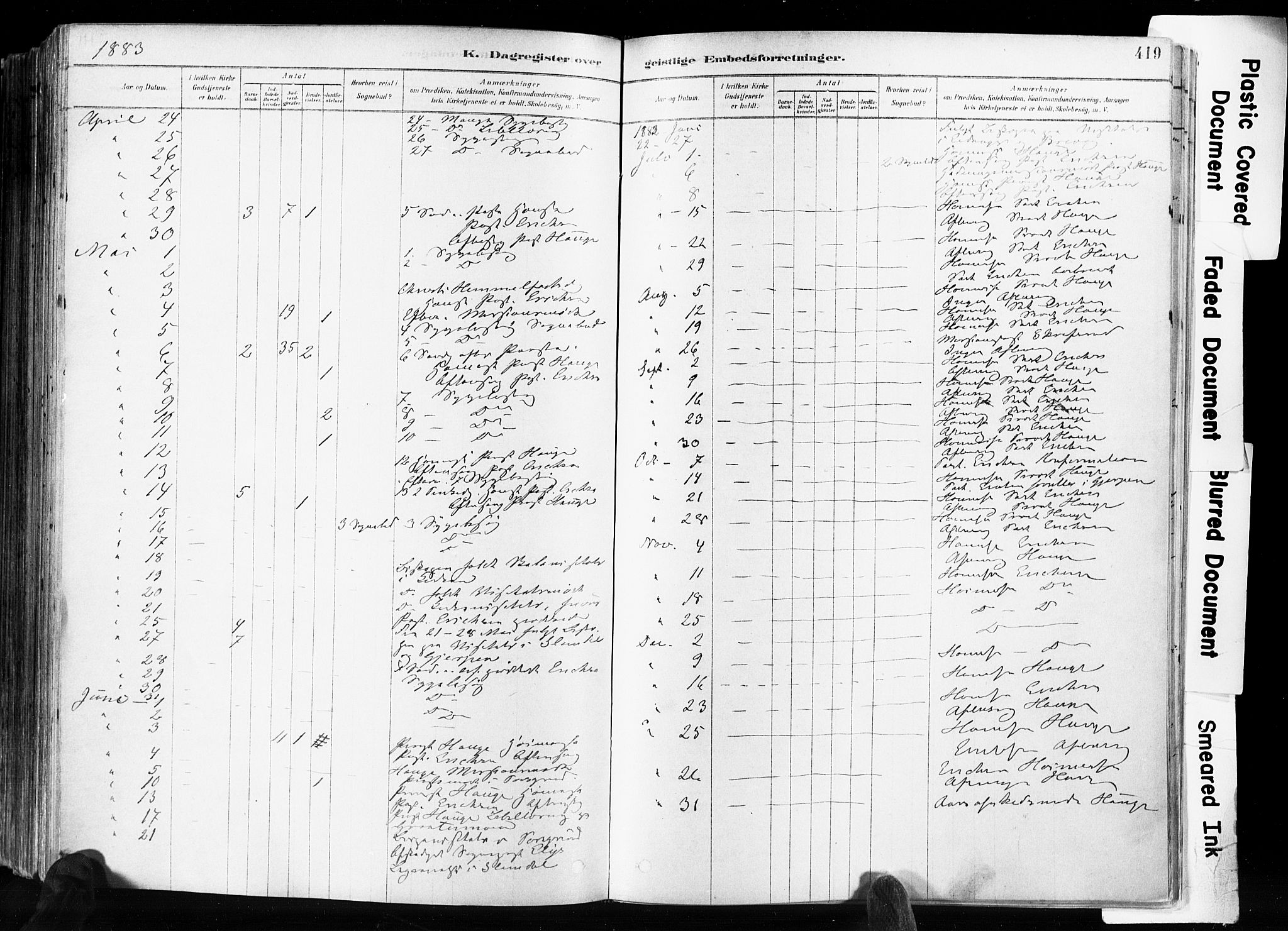 Skien kirkebøker, SAKO/A-302/F/Fa/L0009: Parish register (official) no. 9, 1878-1890, p. 419