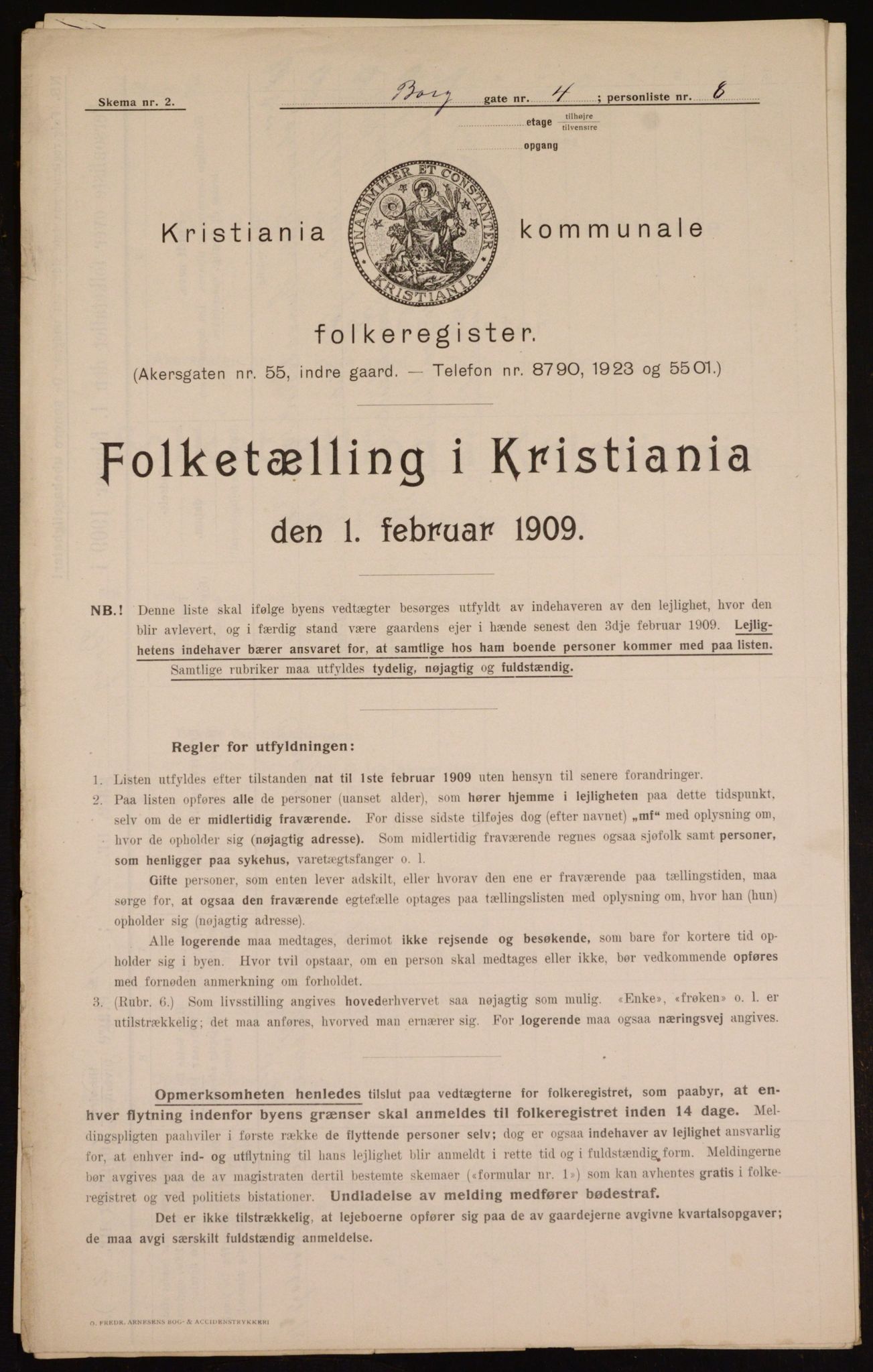 OBA, Municipal Census 1909 for Kristiania, 1909, p. 7226