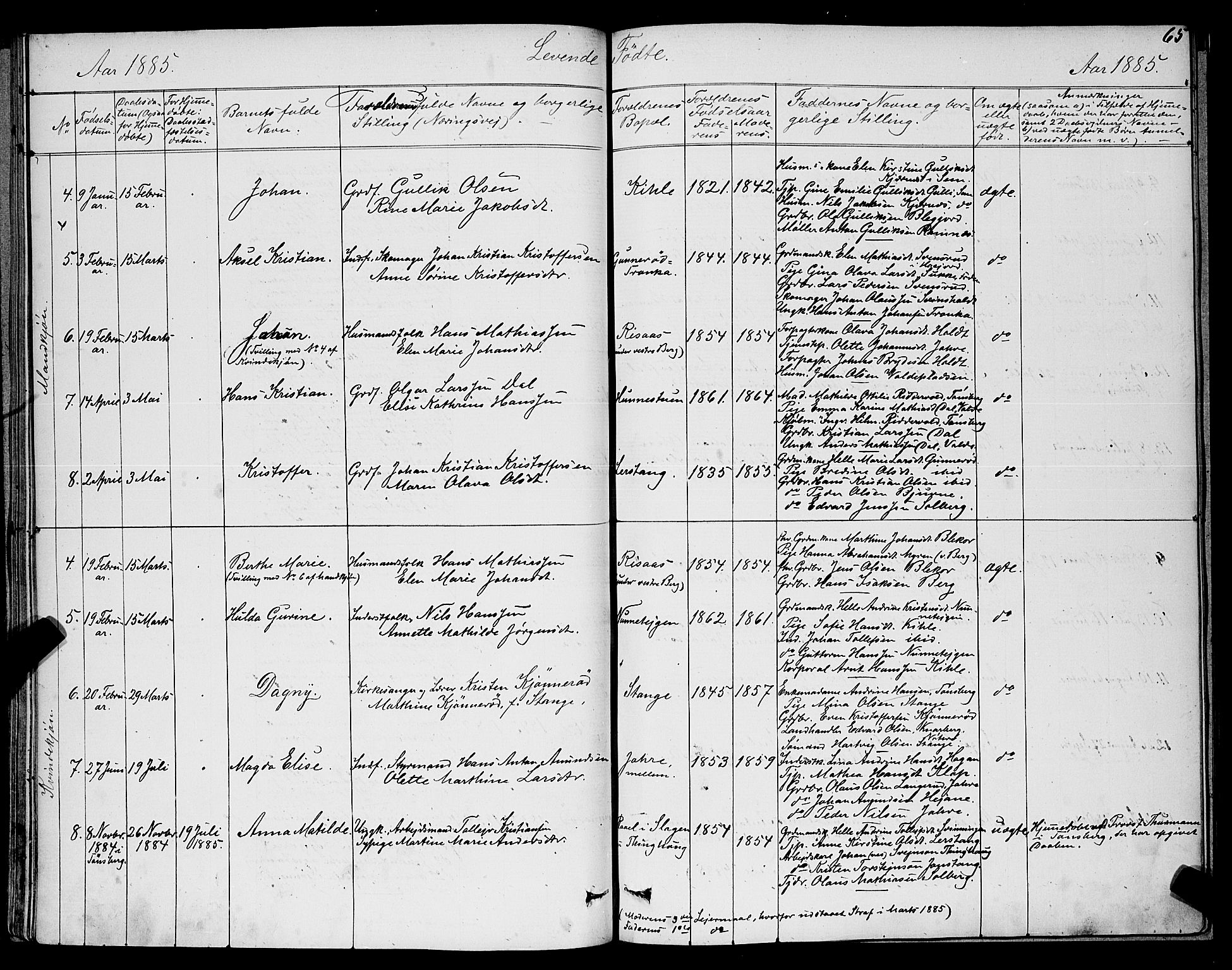 Ramnes kirkebøker, SAKO/A-314/G/Ga/L0003: Parish register (copy) no. I 3, 1870-1896, p. 65