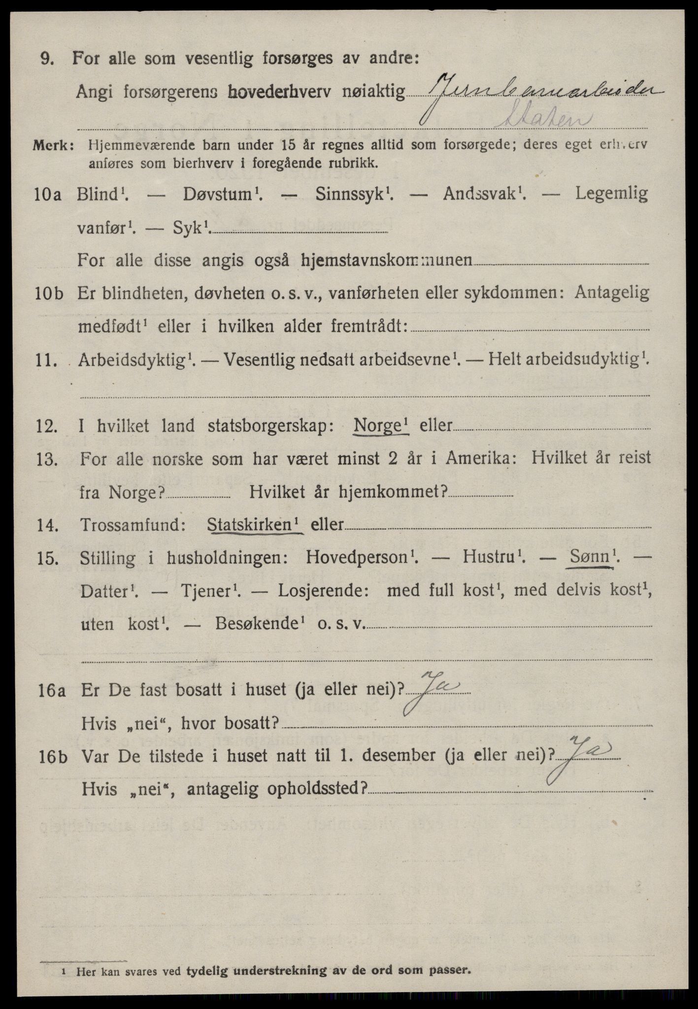 SAT, 1920 census for Grytten, 1920, p. 2215