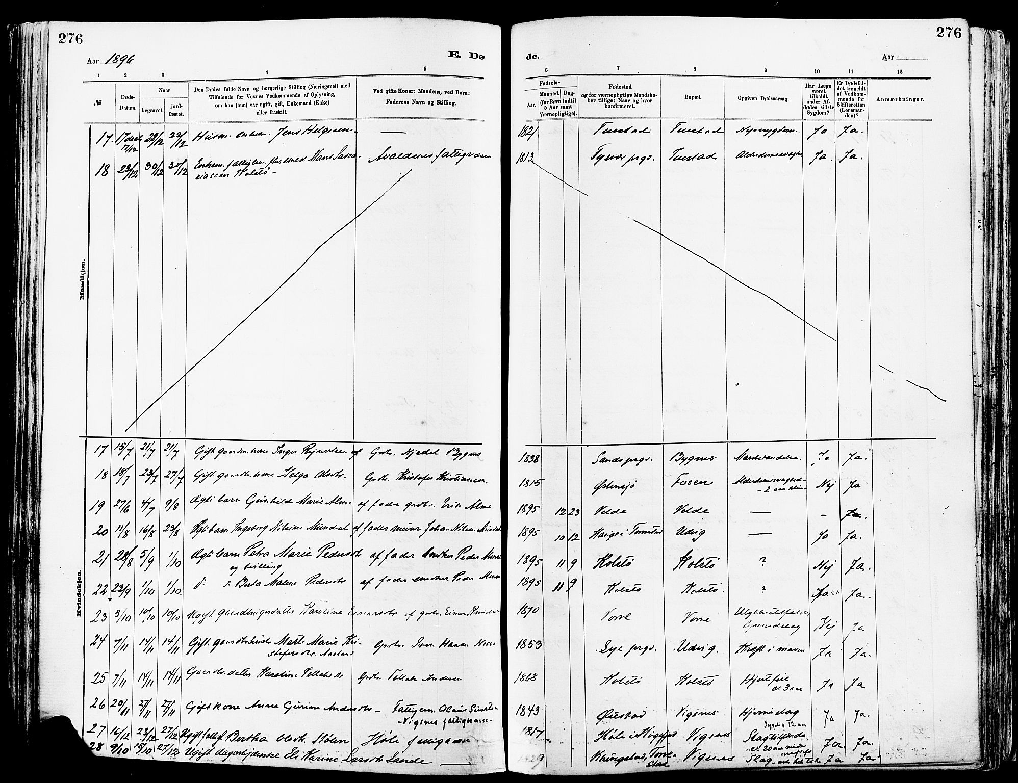 Avaldsnes sokneprestkontor, AV/SAST-A -101851/H/Ha/Haa/L0015: Parish register (official) no. A 15, 1880-1906, p. 276