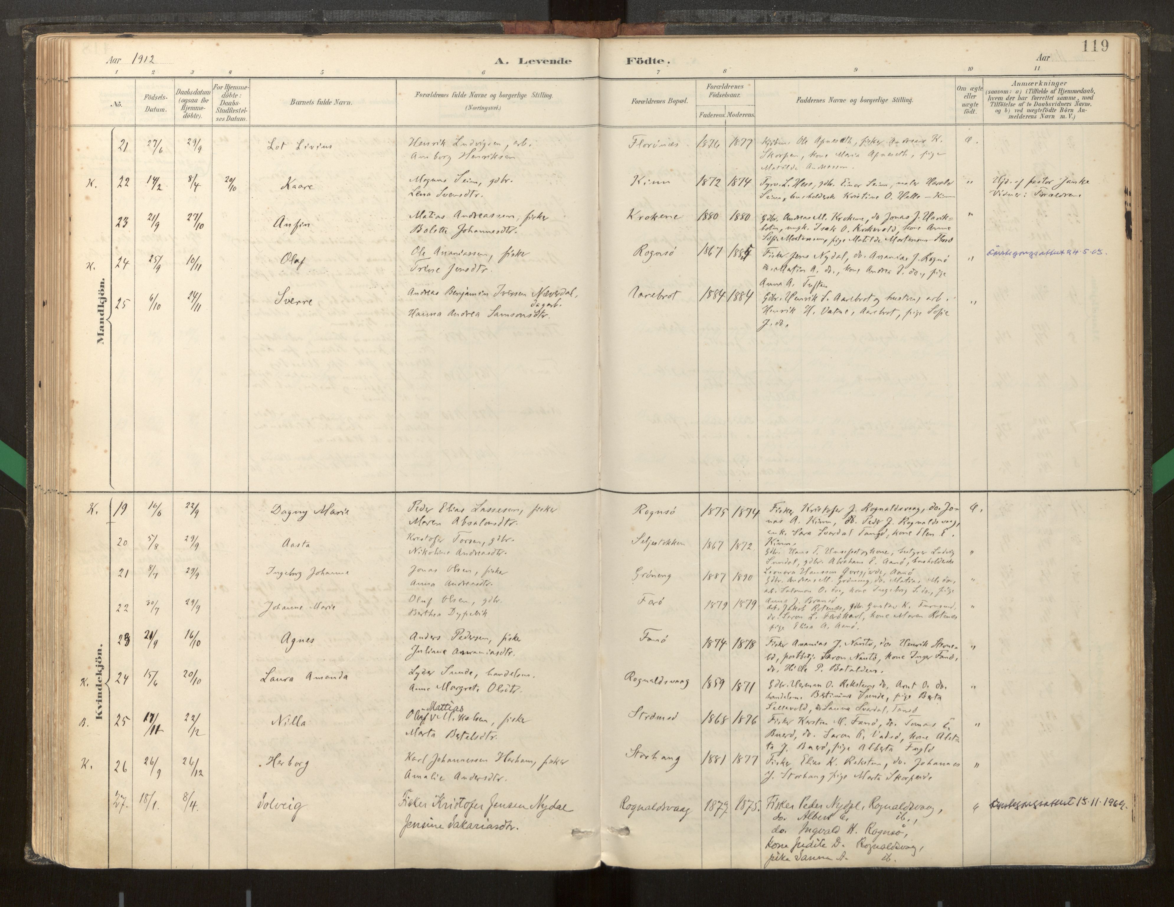 Kinn sokneprestembete, AV/SAB-A-80801/H/Haa/Haab/L0001: Parish register (official) no. B 1, 1886-1921, p. 119