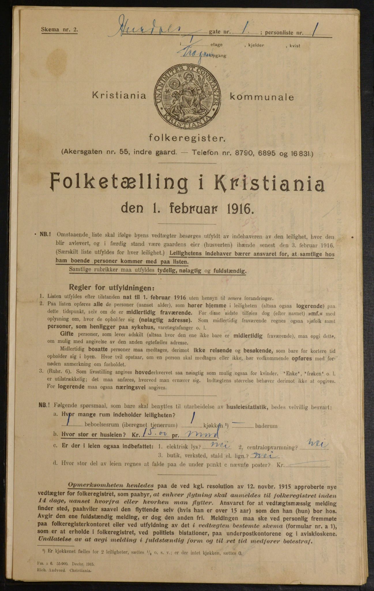 OBA, Municipal Census 1916 for Kristiania, 1916, p. 42872