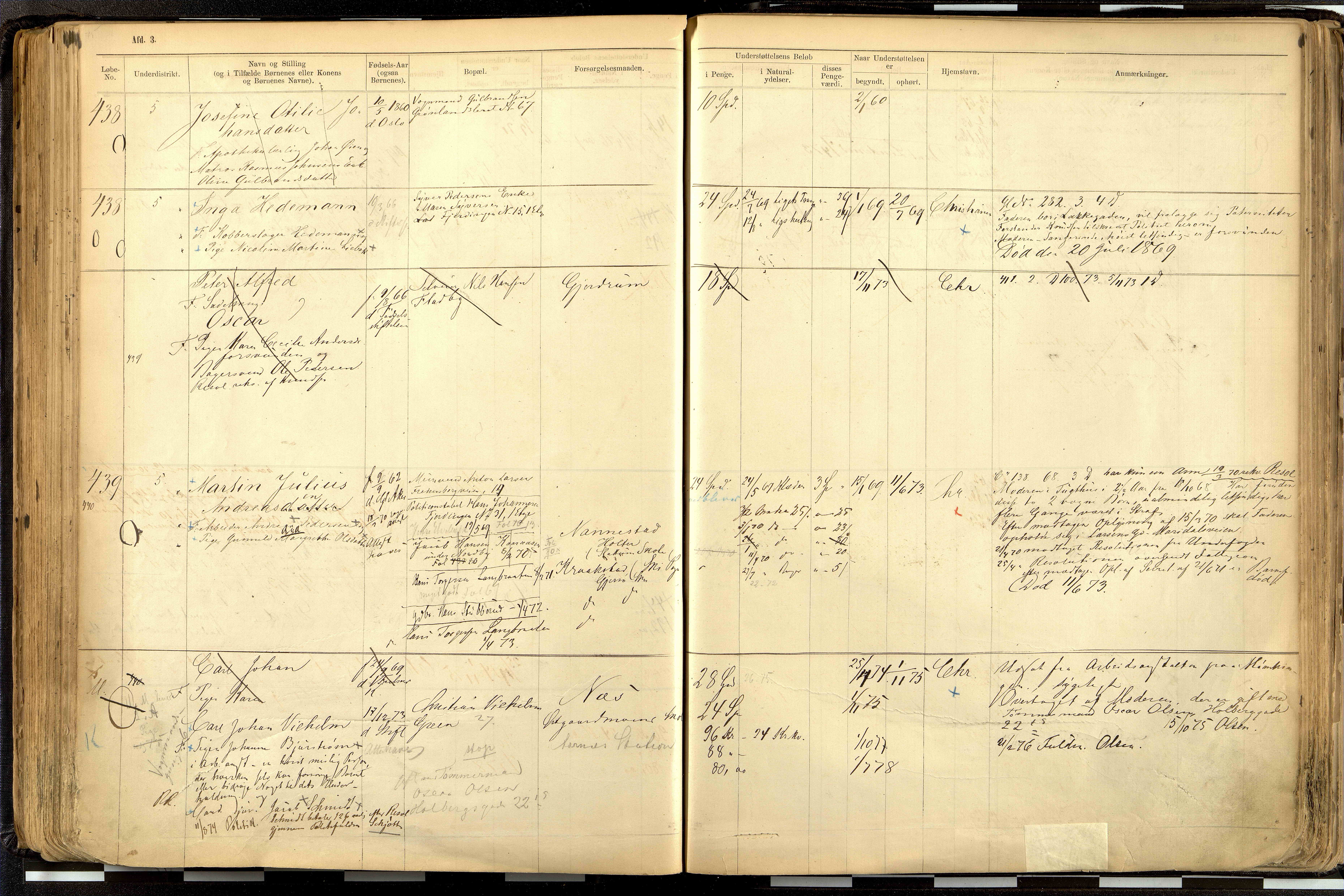 Fattigvesenet, OBA/A-20045/H/Hd/L0001: Manntallsprotokoll. Mnr. 1-644, 1865-1879, p. 222