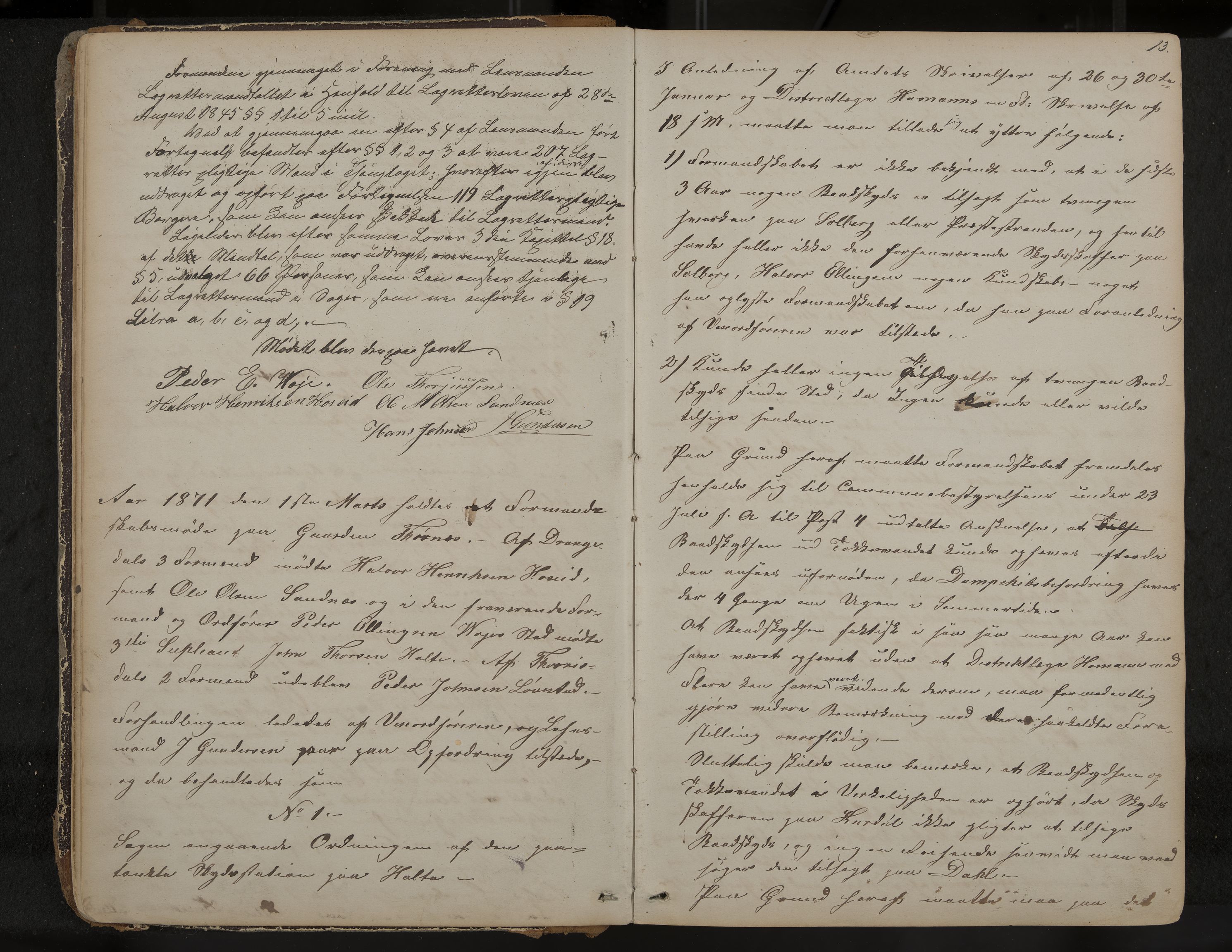 Drangedal formannskap og sentraladministrasjon, IKAK/0817021/A/L0002: Møtebok, 1870-1892, p. 13