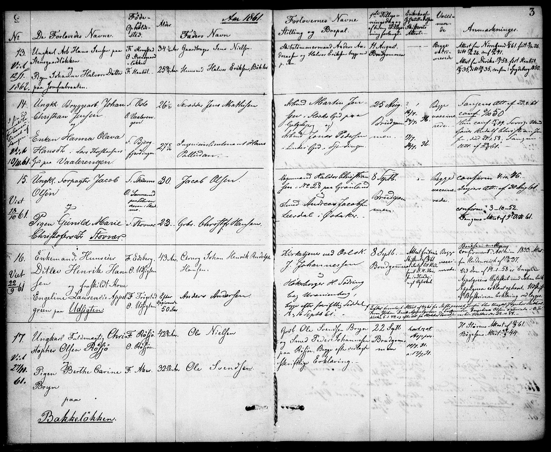 Østre Aker prestekontor Kirkebøker, SAO/A-10840/H/Ha/L0001: Banns register no. I 1, 1861-1878, p. 3