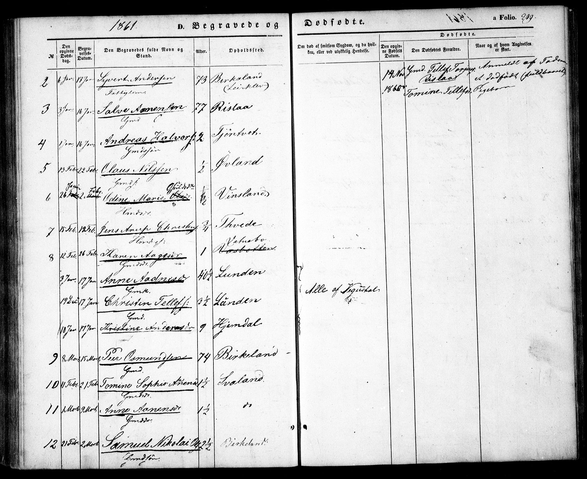 Birkenes sokneprestkontor, AV/SAK-1111-0004/F/Fa/L0003: Parish register (official) no. A 3, 1850-1866, p. 209