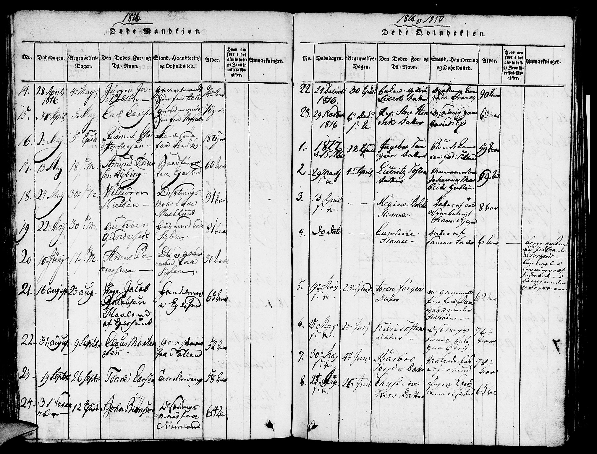 Eigersund sokneprestkontor, AV/SAST-A-101807/S08/L0007: Parish register (official) no. A 7, 1815-1827