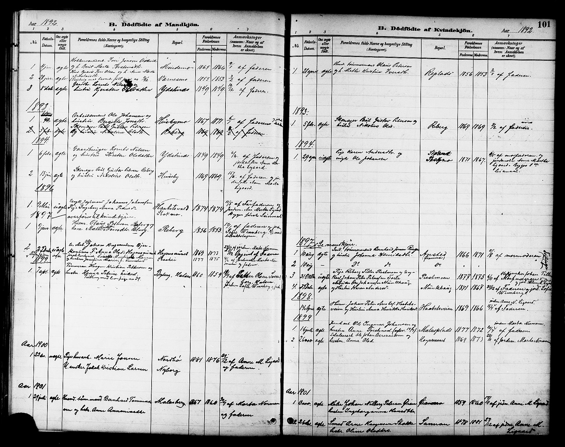 Ministerialprotokoller, klokkerbøker og fødselsregistre - Nord-Trøndelag, SAT/A-1458/709/L0087: Parish register (copy) no. 709C01, 1892-1913, p. 101