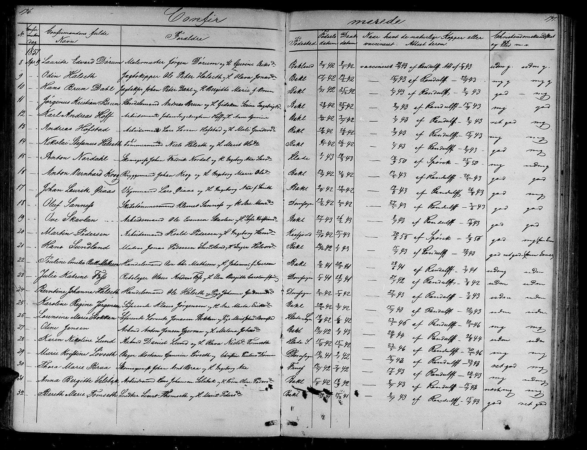 Ministerialprotokoller, klokkerbøker og fødselsregistre - Sør-Trøndelag, SAT/A-1456/604/L0219: Parish register (copy) no. 604C02, 1851-1869, p. 196-197