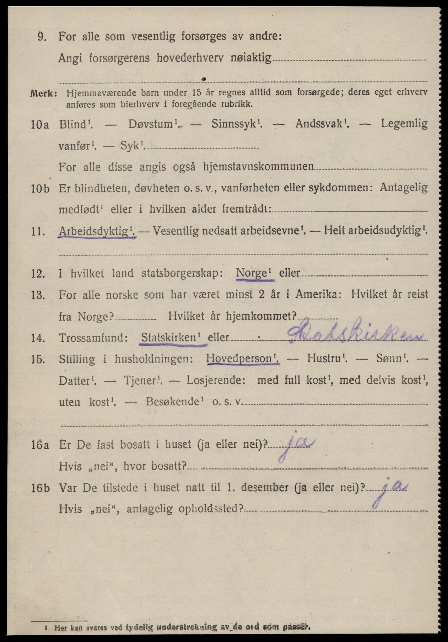 SAT, 1920 census for Volda, 1920, p. 9205