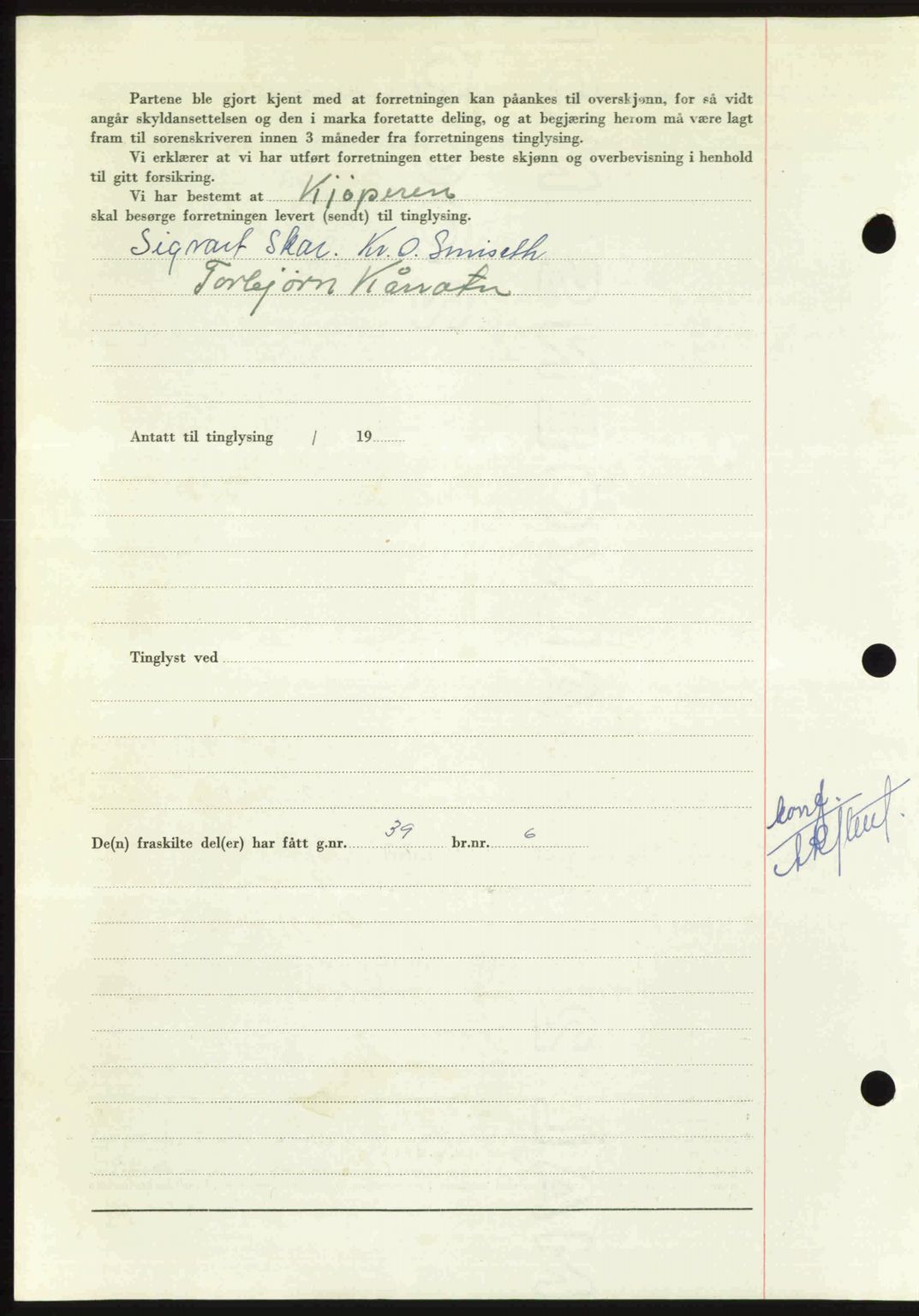 Nordmøre sorenskriveri, AV/SAT-A-4132/1/2/2Ca: Mortgage book no. A112, 1949-1949, Diary no: : 2454/1949