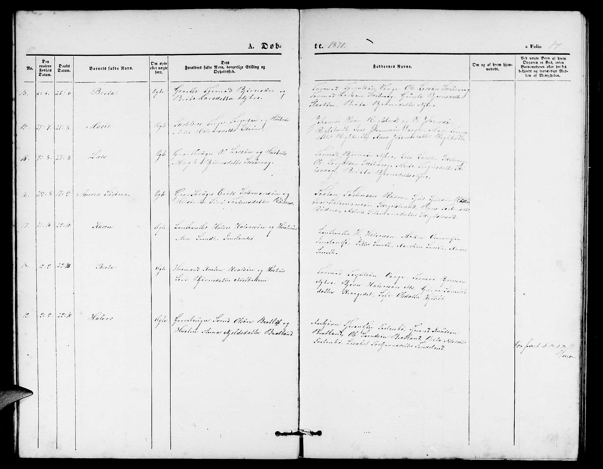 Vikedal sokneprestkontor, AV/SAST-A-101840/01/V: Parish register (copy) no. B 4, 1868-1890, p. 17