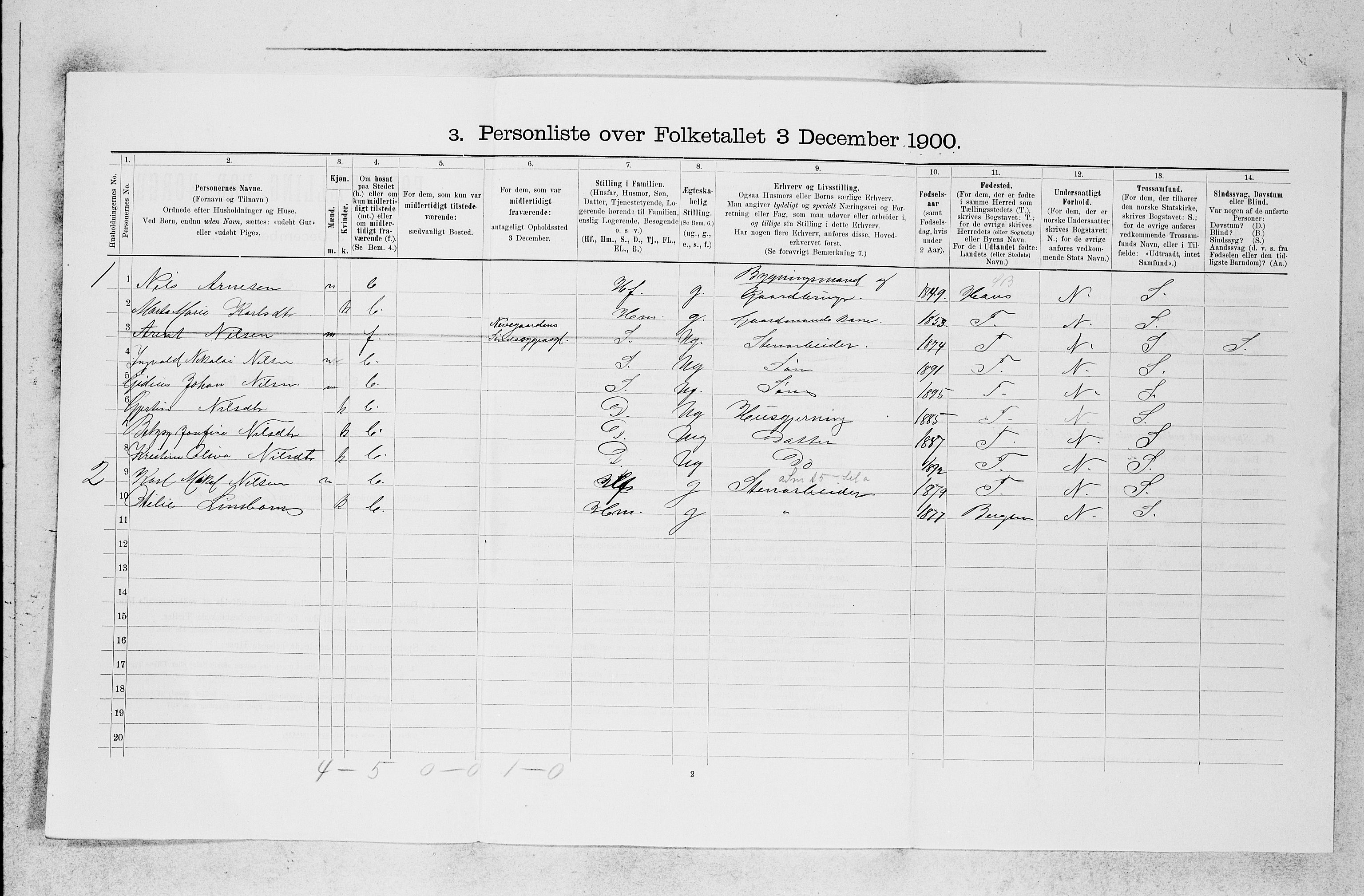 SAB, 1900 census for Askøy, 1900, p. 1297