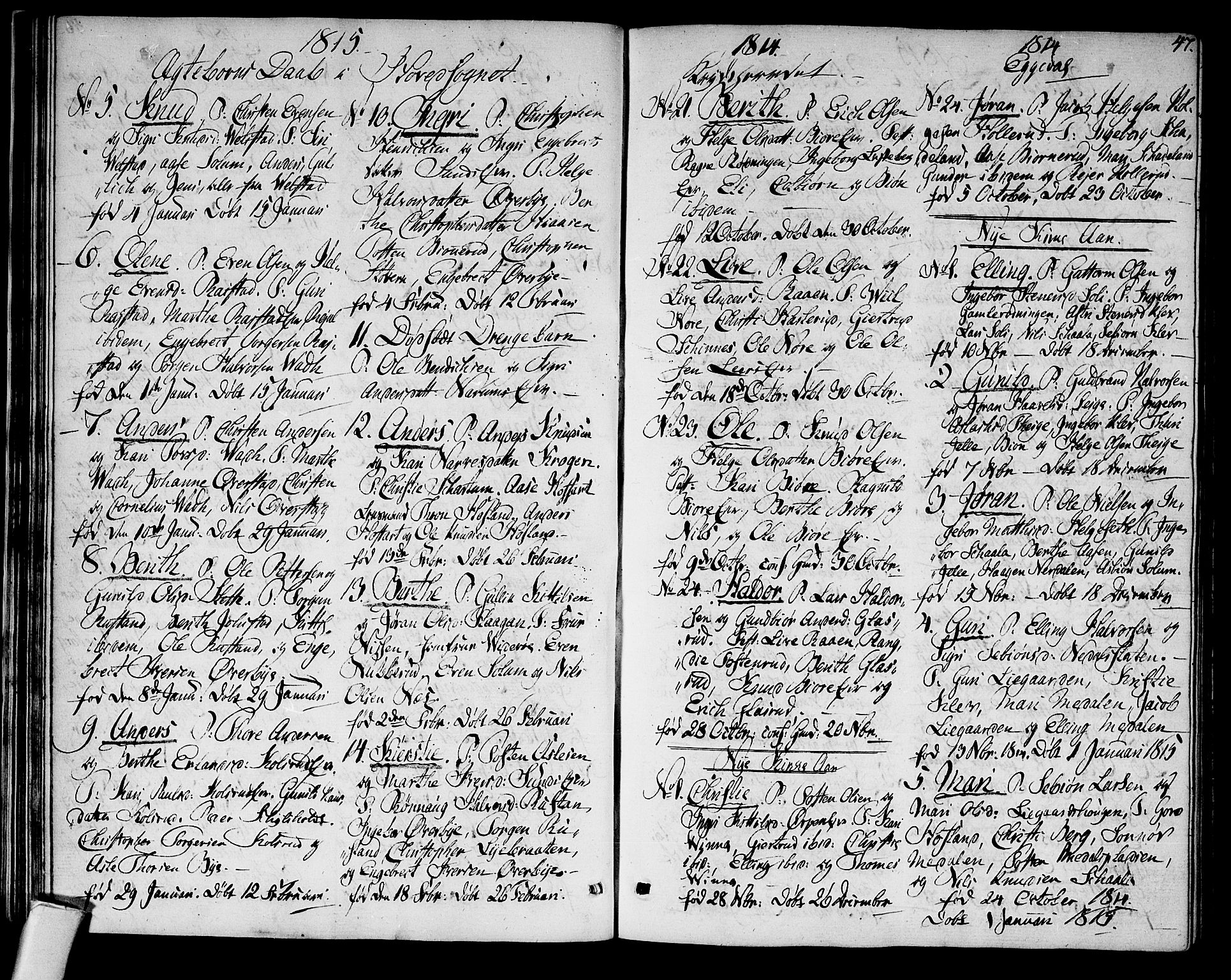 Sigdal kirkebøker, SAKO/A-245/F/Fa/L0004: Parish register (official) no. I 4, 1812-1815, p. 47