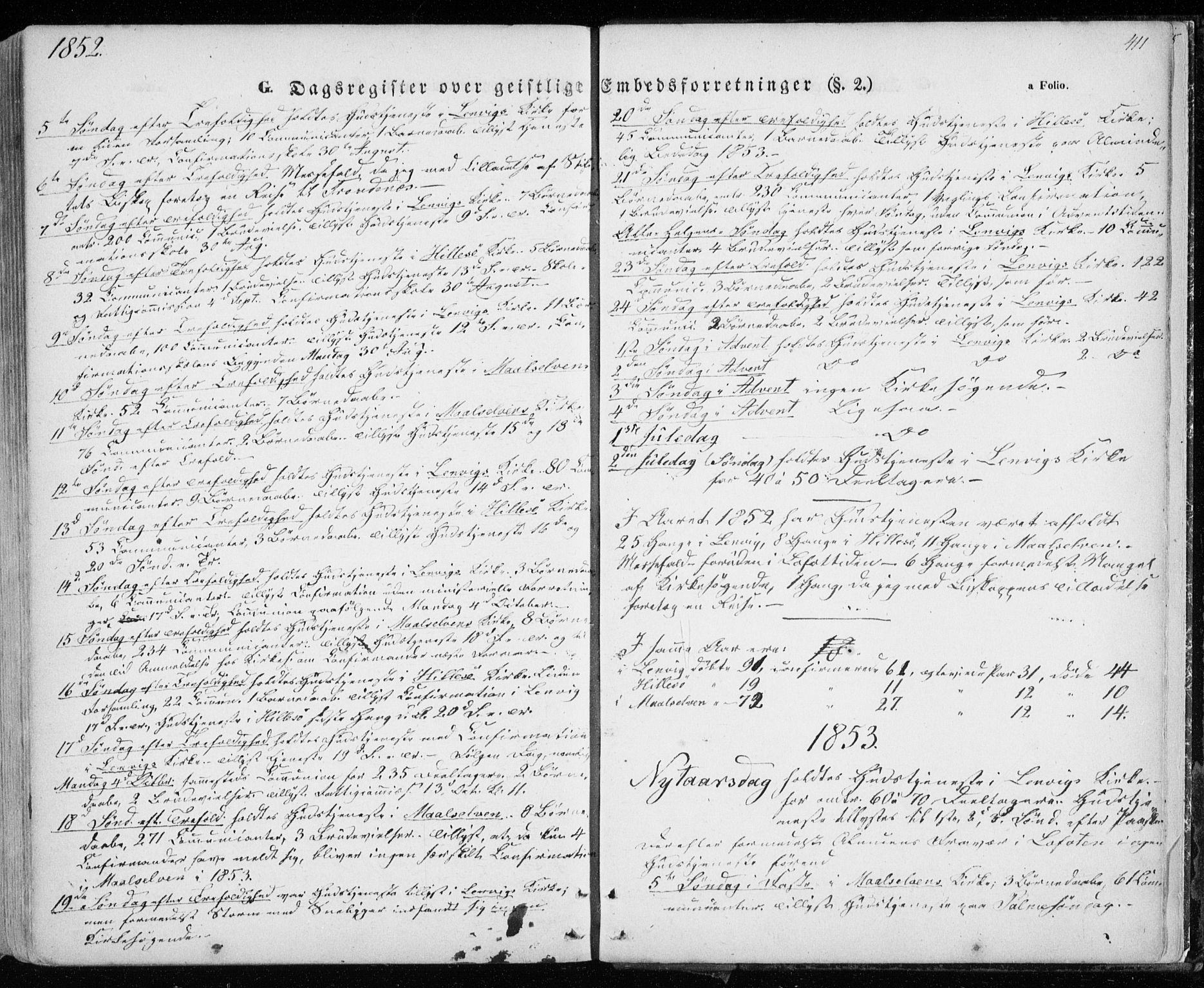 Lenvik sokneprestembete, AV/SATØ-S-1310/H/Ha/Haa/L0006kirke: Parish register (official) no. 6, 1845-1854, p. 411