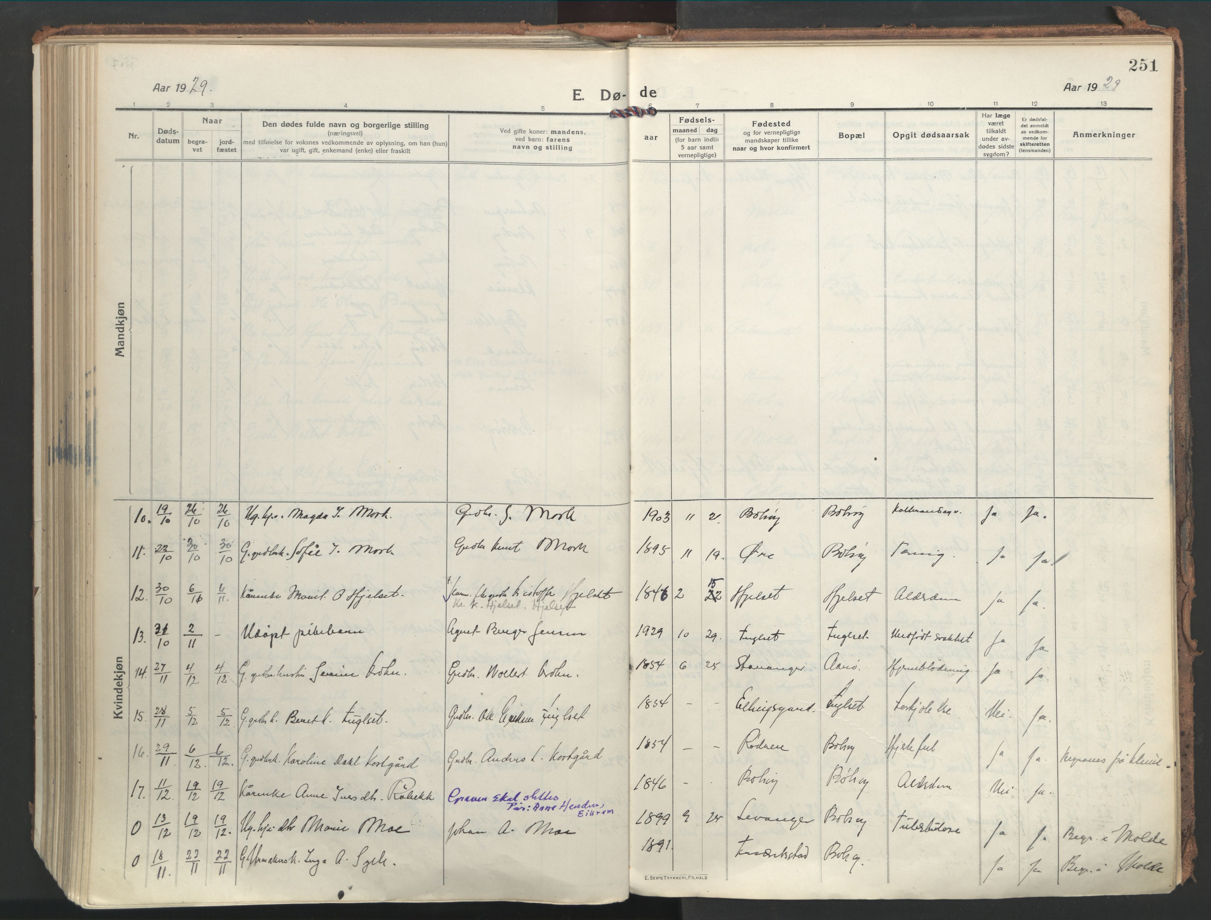 Ministerialprotokoller, klokkerbøker og fødselsregistre - Møre og Romsdal, AV/SAT-A-1454/555/L0659: Parish register (official) no. 555A10, 1917-1971, p. 251