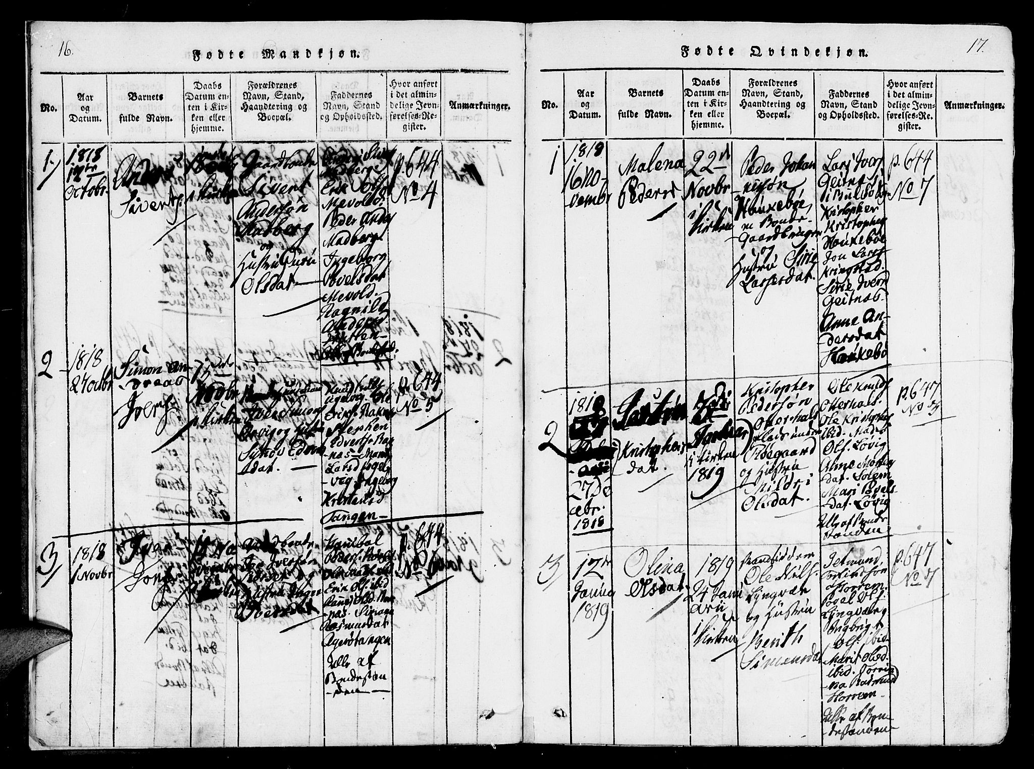 Ministerialprotokoller, klokkerbøker og fødselsregistre - Møre og Romsdal, AV/SAT-A-1454/560/L0718: Parish register (official) no. 560A02, 1817-1844, p. 16-17