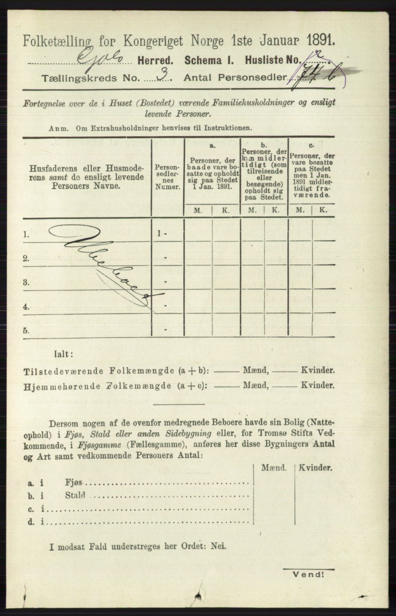 RA, 1891 census for 0617 Gol og Hemsedal, 1891, p. 1270