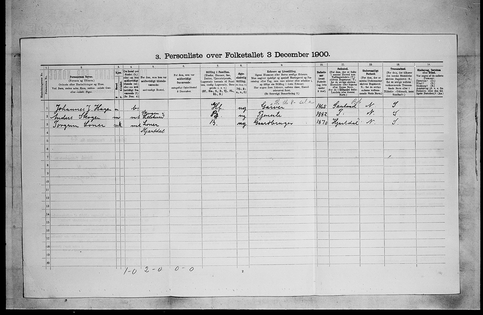 SAKO, 1900 census for Heddal, 1900, p. 551