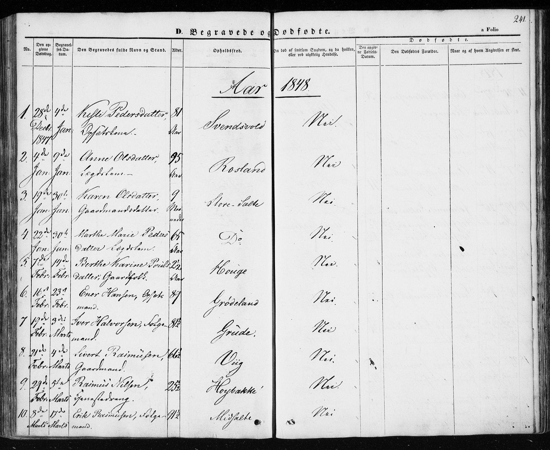 Klepp sokneprestkontor, SAST/A-101803/001/3/30BA/L0004: Parish register (official) no. A 4, 1842-1852, p. 241