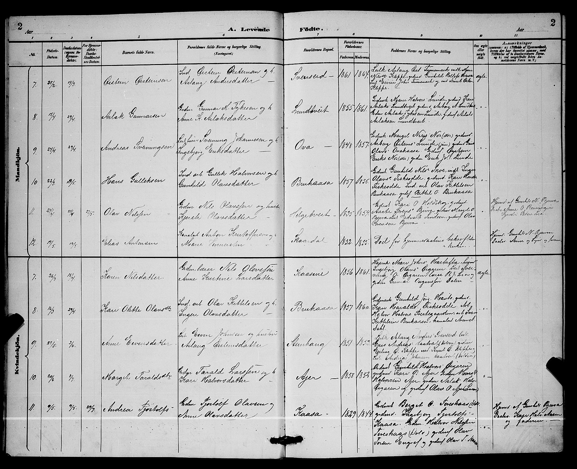 Lunde kirkebøker, AV/SAKO-A-282/G/Ga/L0002: Parish register (copy) no. I 2, 1887-1896, p. 2