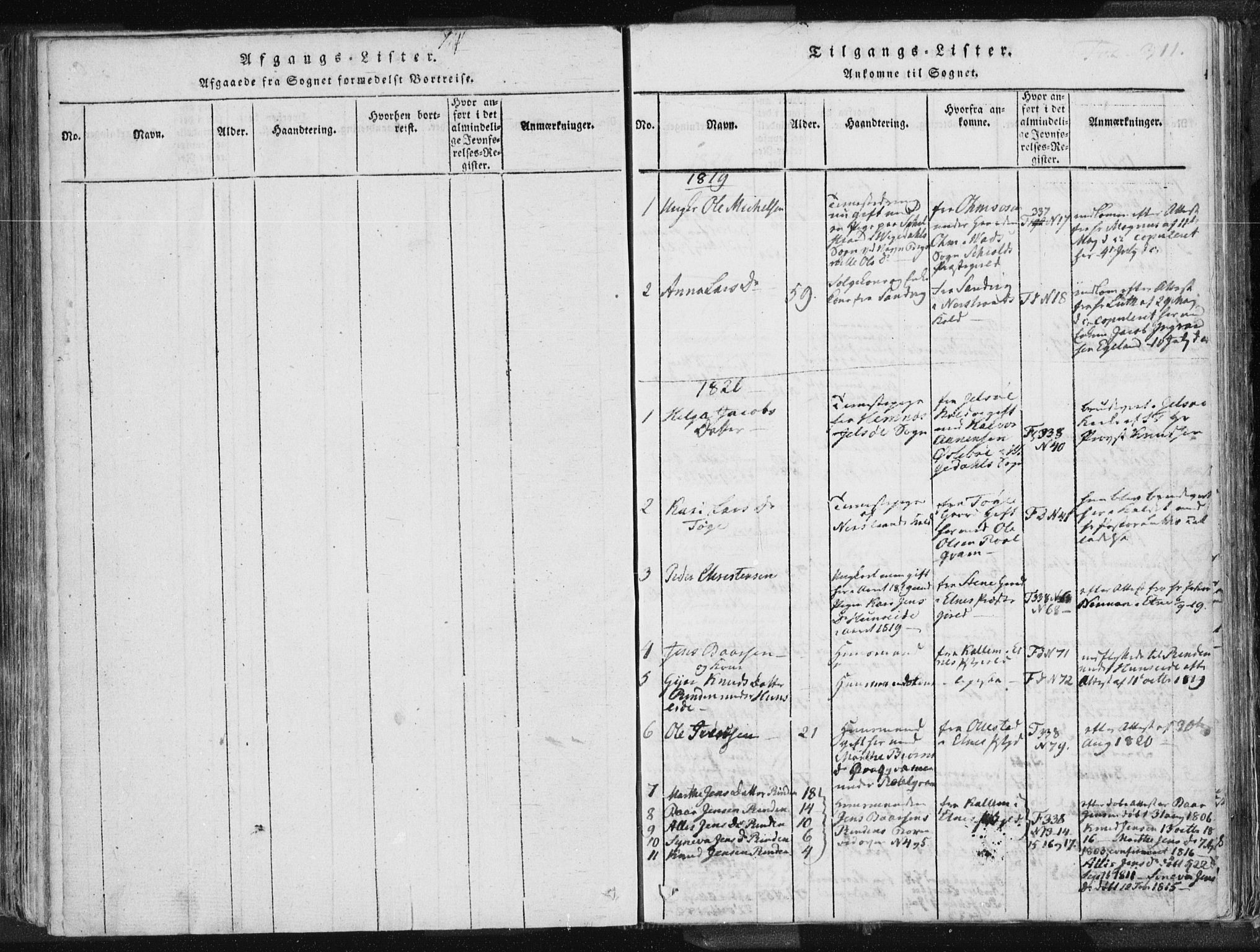 Vikedal sokneprestkontor, SAST/A-101840/01/IV: Parish register (official) no. A 3, 1817-1850, p. 311