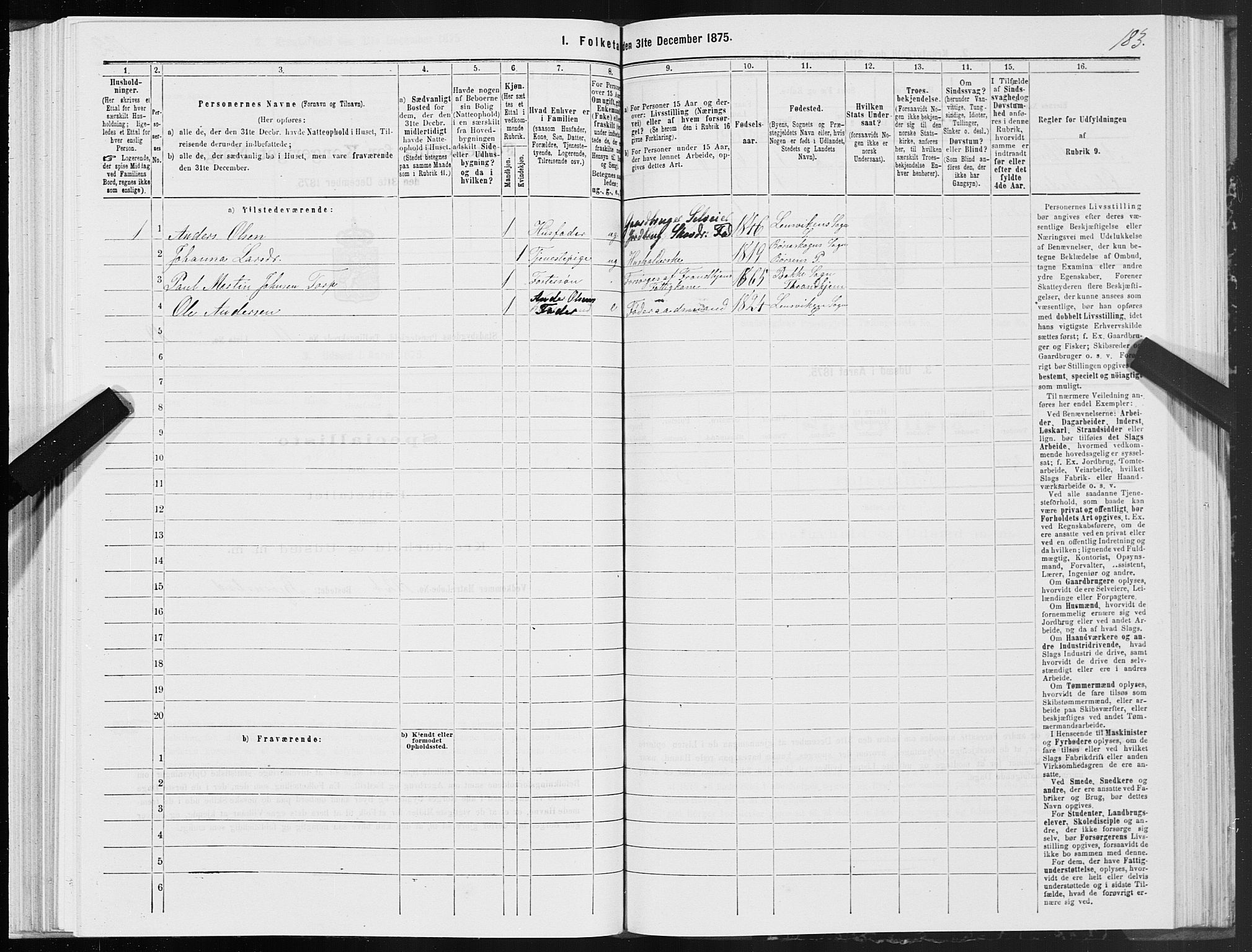 SAT, 1875 census for 1625P Stadsbygd, 1875, p. 6183